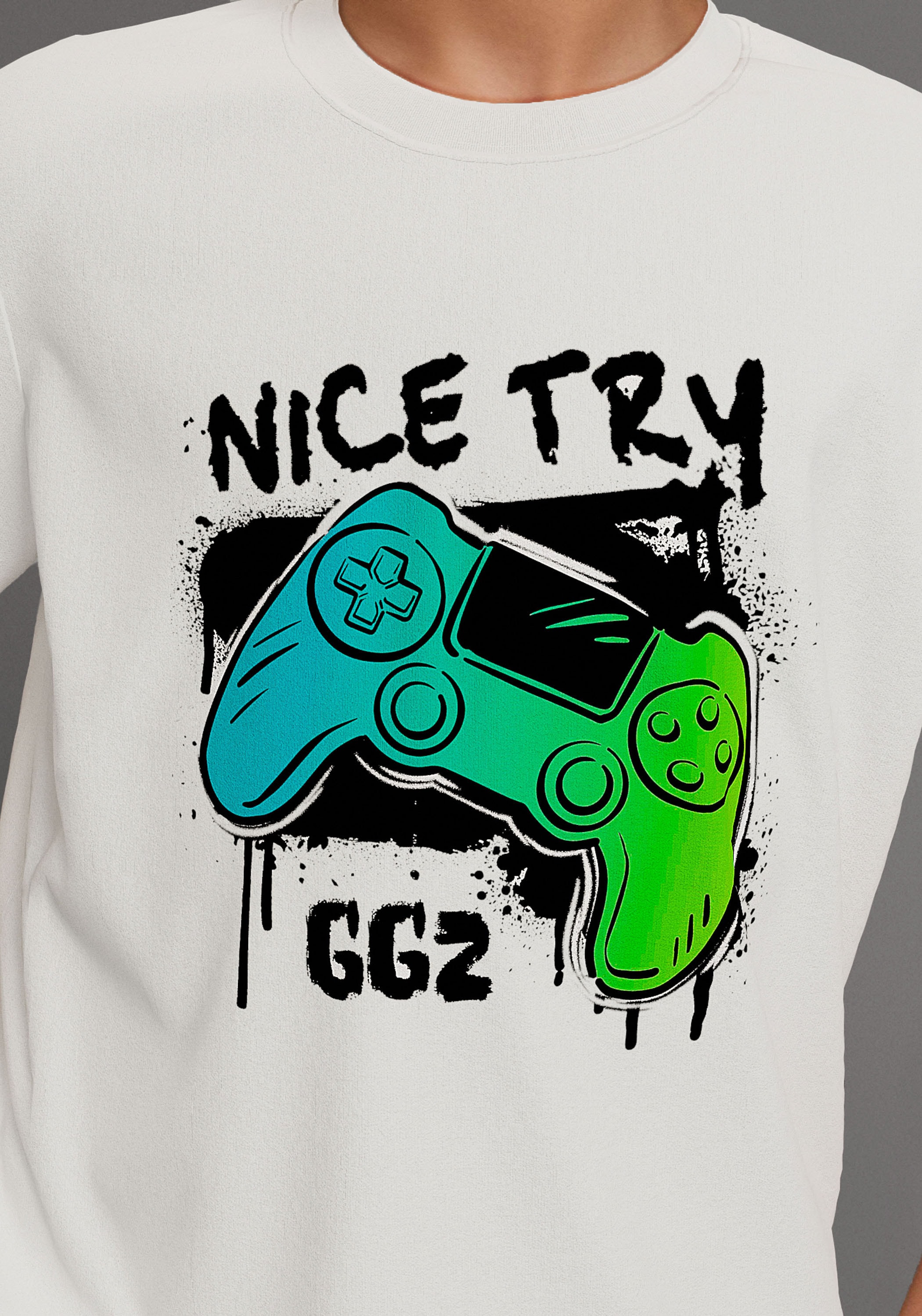 KIDSWORLD T-Shirt »Gamer-Druck: NICE TRY«, cooler Gamer-Print