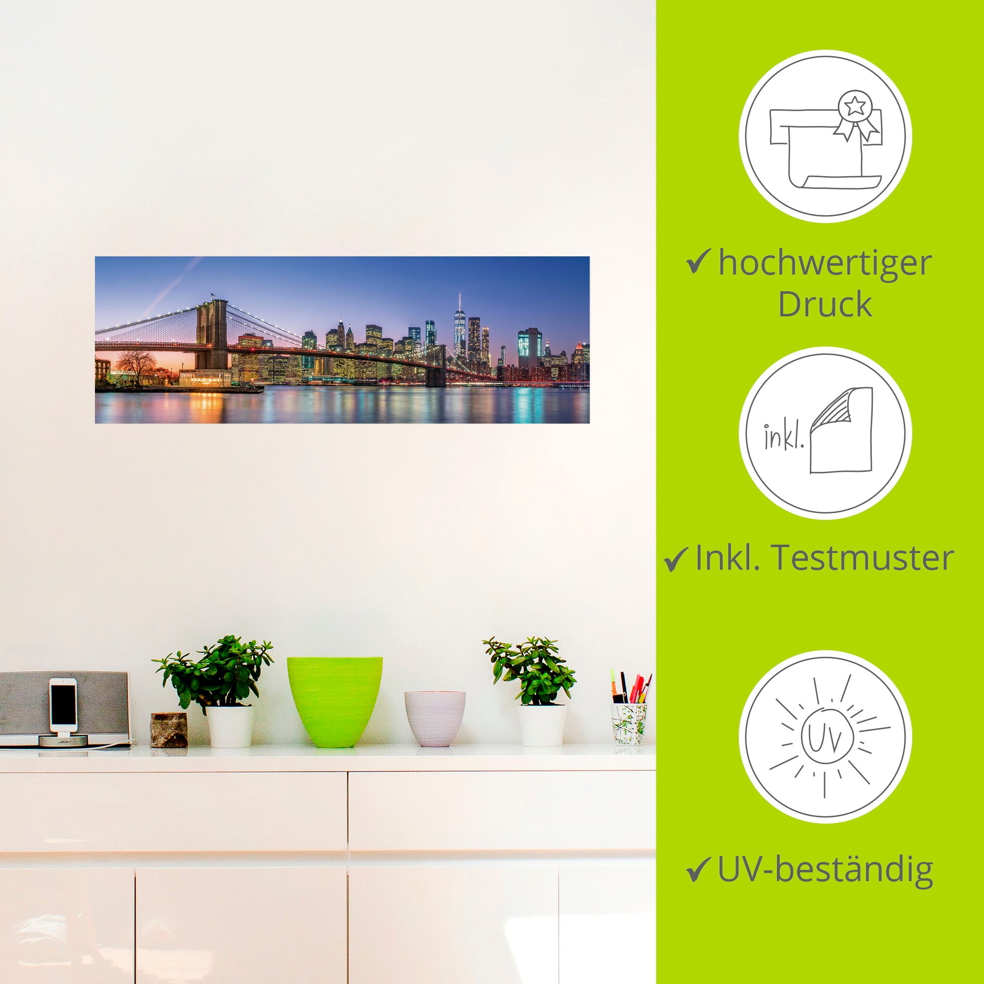 Artland Wandbild »Skyline New York City«, New York, (1 St.), als Alubild, Outdoorbild, Leinwandbild, Poster, Wandaufkleber