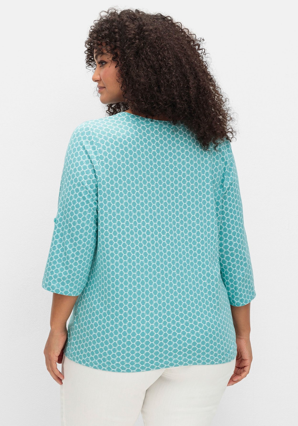Sheego 3/4-Arm-Shirt »Shirt mit grafischem Alloverprint«