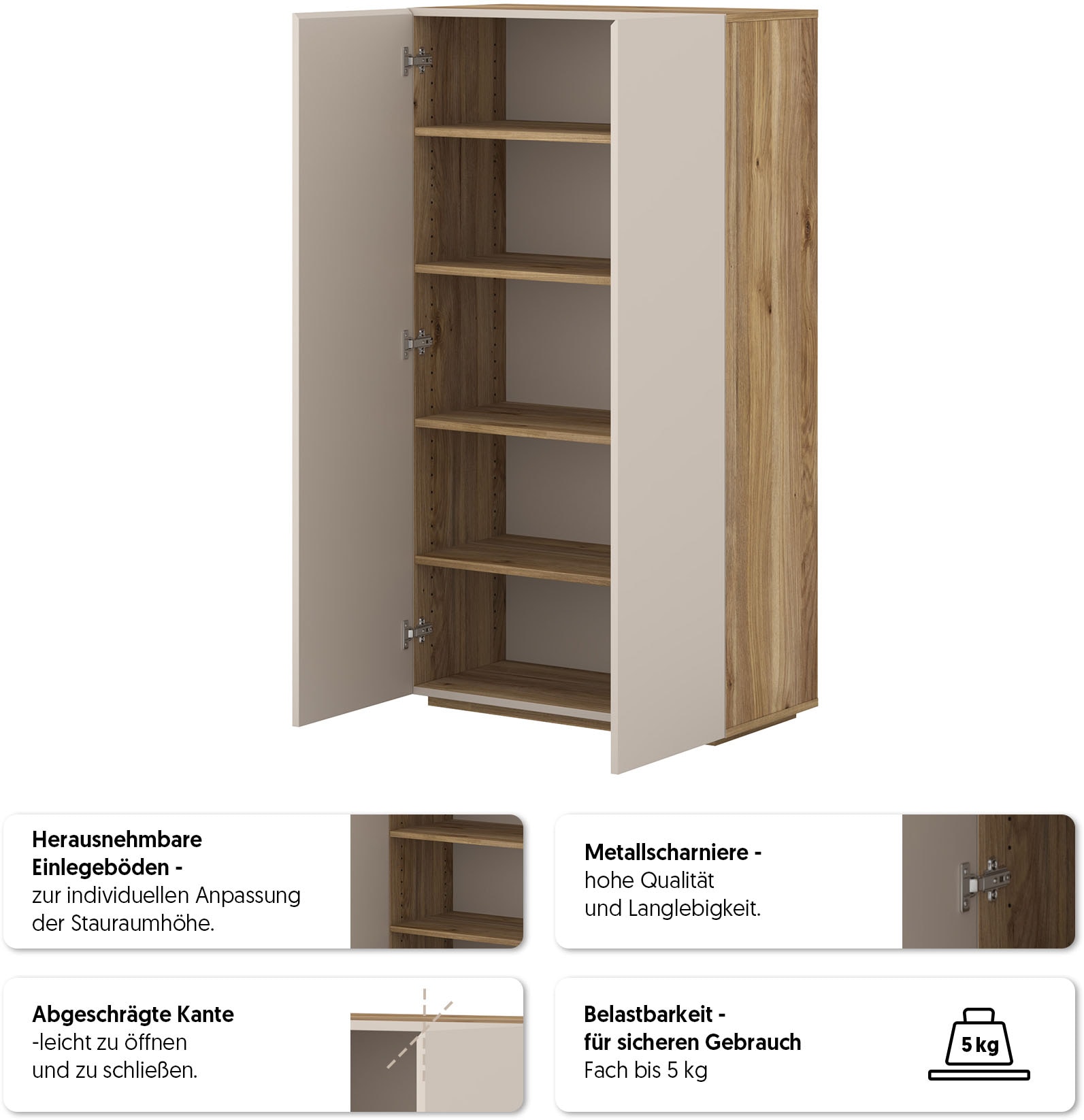 INOSIGN Schuhschrank »Criss moderner Griffloser Stauschrank, Allzweckschrank, Schuhkommode«, Mehrzweckschrank, Breite 70 cm, inclusive 4 verstellbare Einlegeböden