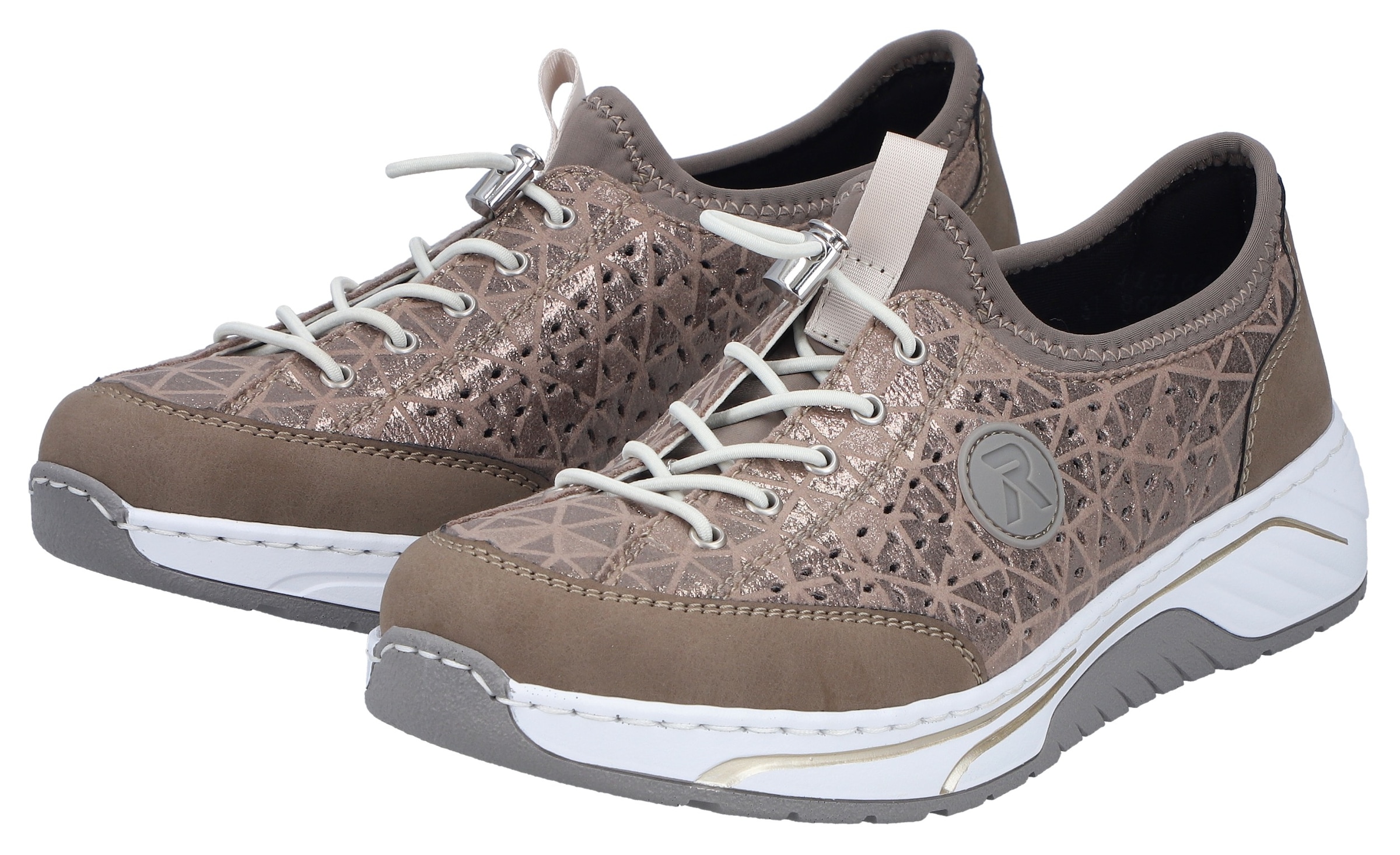 Rieker Slip-On Sneaker  Slipper, Freizeitsneaker, Halbschuh in Metallic-Optik