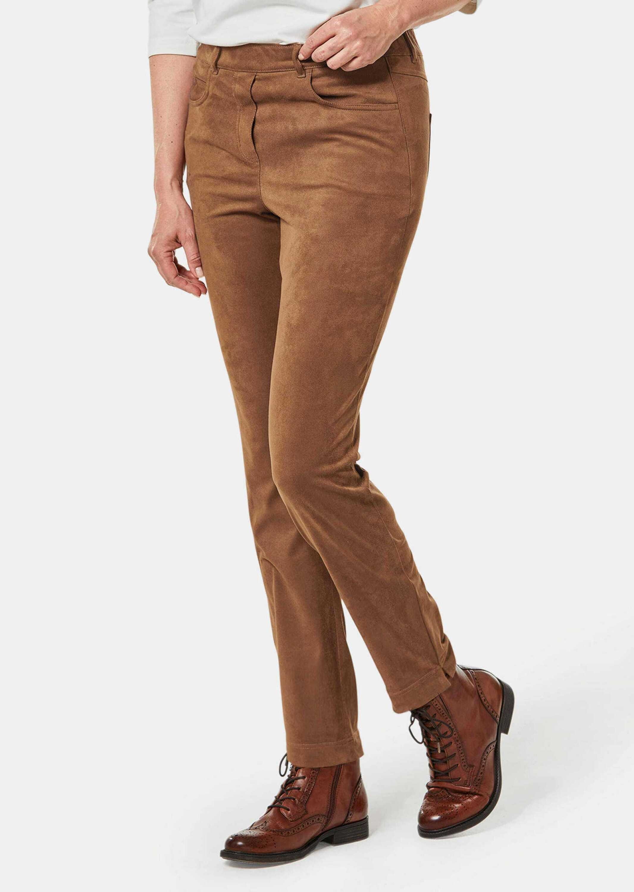 GOLDNER 2-in-1-Hose »Bi-elastische Hose in superweichem Veloursleder-Look«