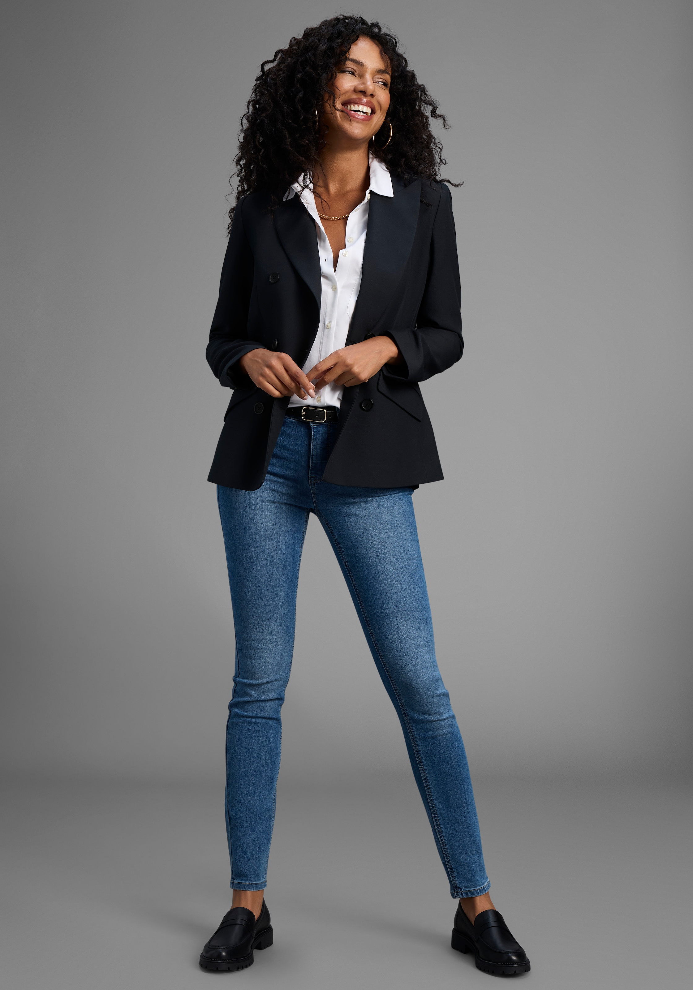 Arizona Slim-fit-Jeans »Shaping«, enge Passform, Röhrenjeans, Used-Look-Waschung, hohe Leibhöhe