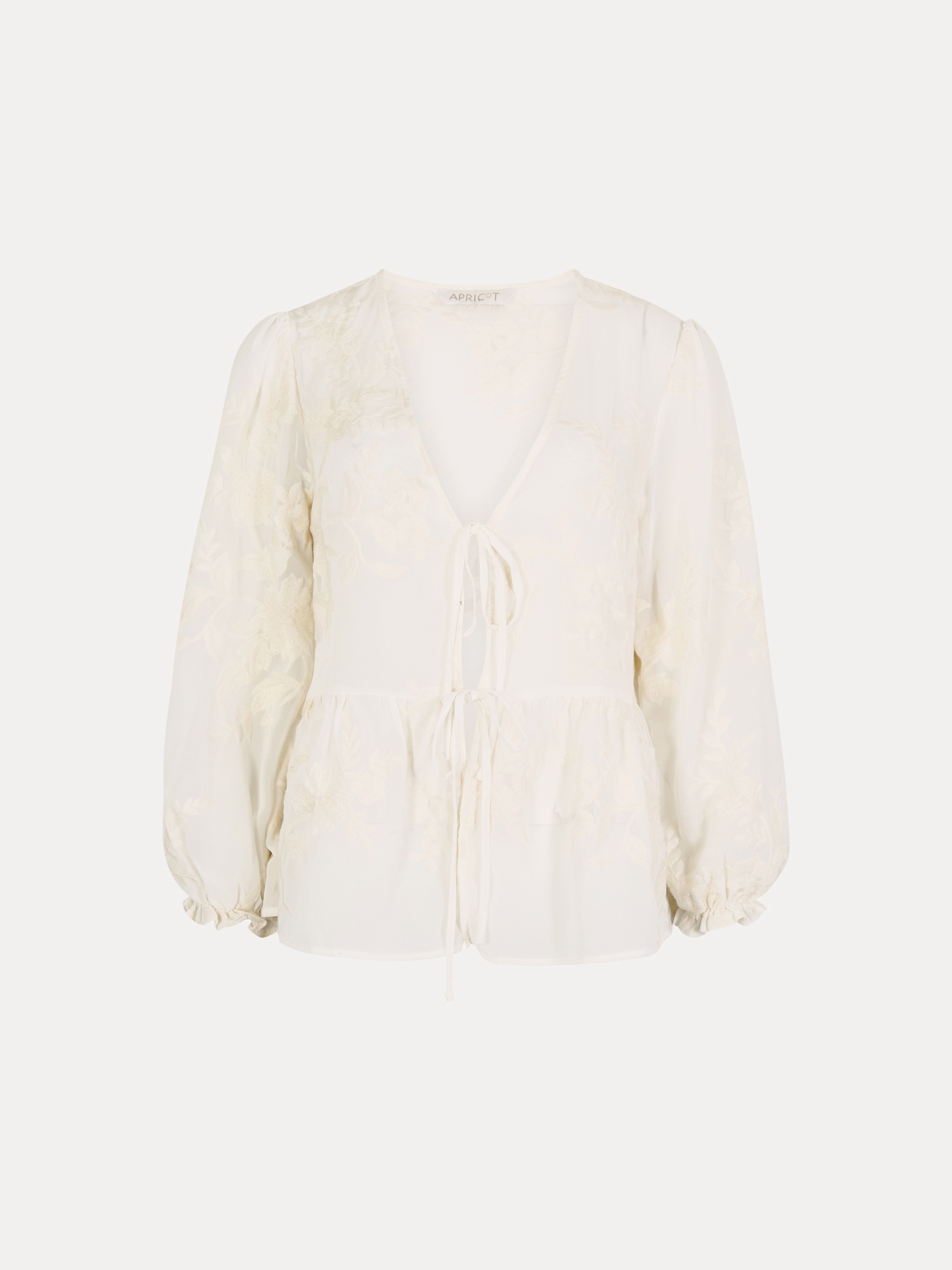Apricot Chiffonbluse »Besticktes Chiffon-Oberteil mit Blumenmuster« mit Stickerei