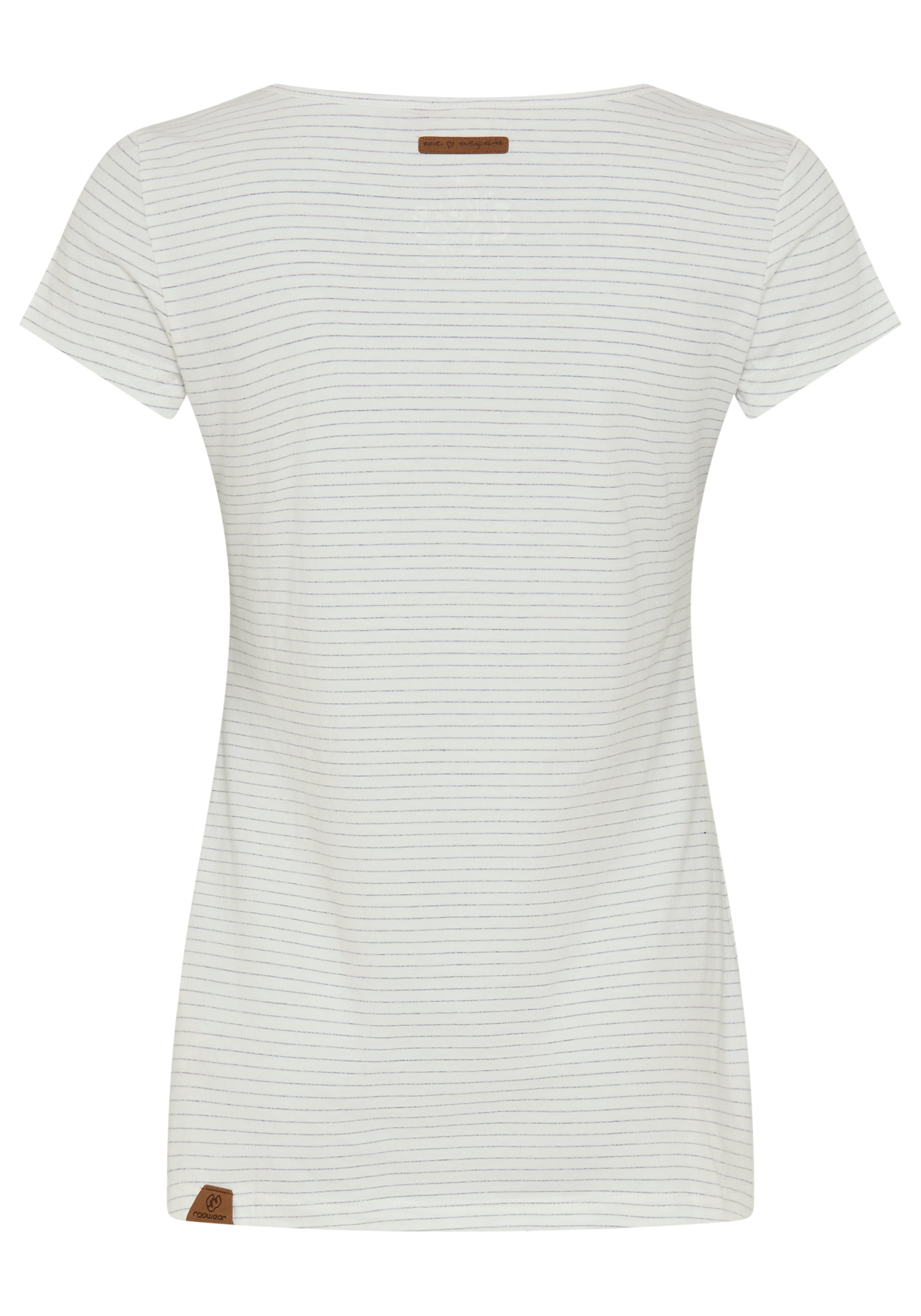 Ragwear Kurzarmshirt »MINT STRIPES O« mit Logoschriftzug und Zierknopf in Holzoptik