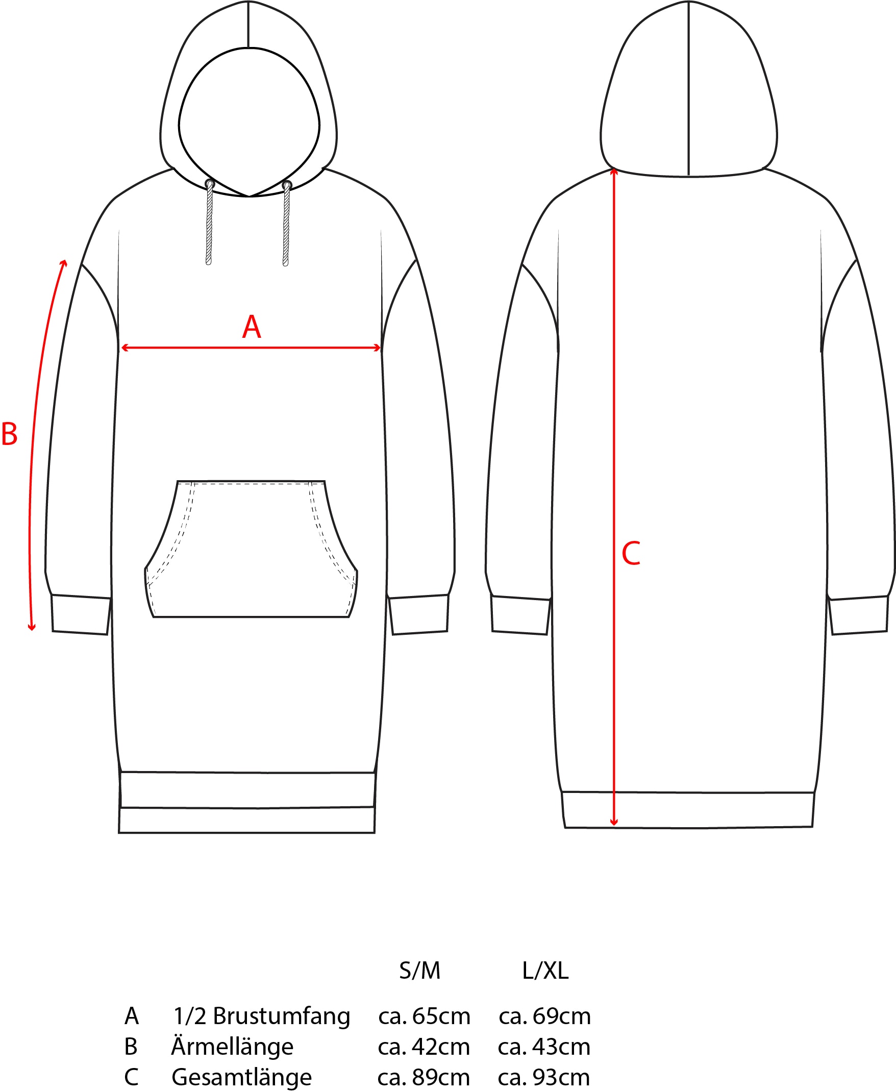 Zwillingsherz Sweatkleid Kängurutasche mit Kapuze, Fronstickerei, Kängurutasche, Neonprint, Regular Fit