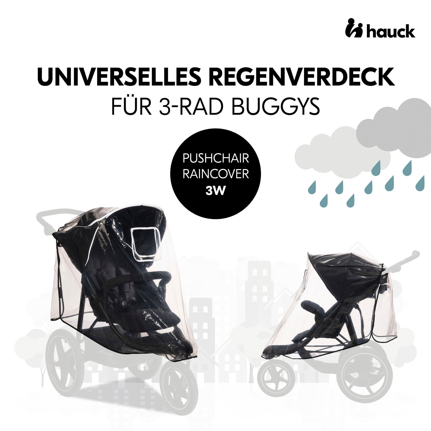 Hauck Kinderwagen-Regenschutzhülle »Pushchair Raincover 3W«, für 3-Rad-Buggy