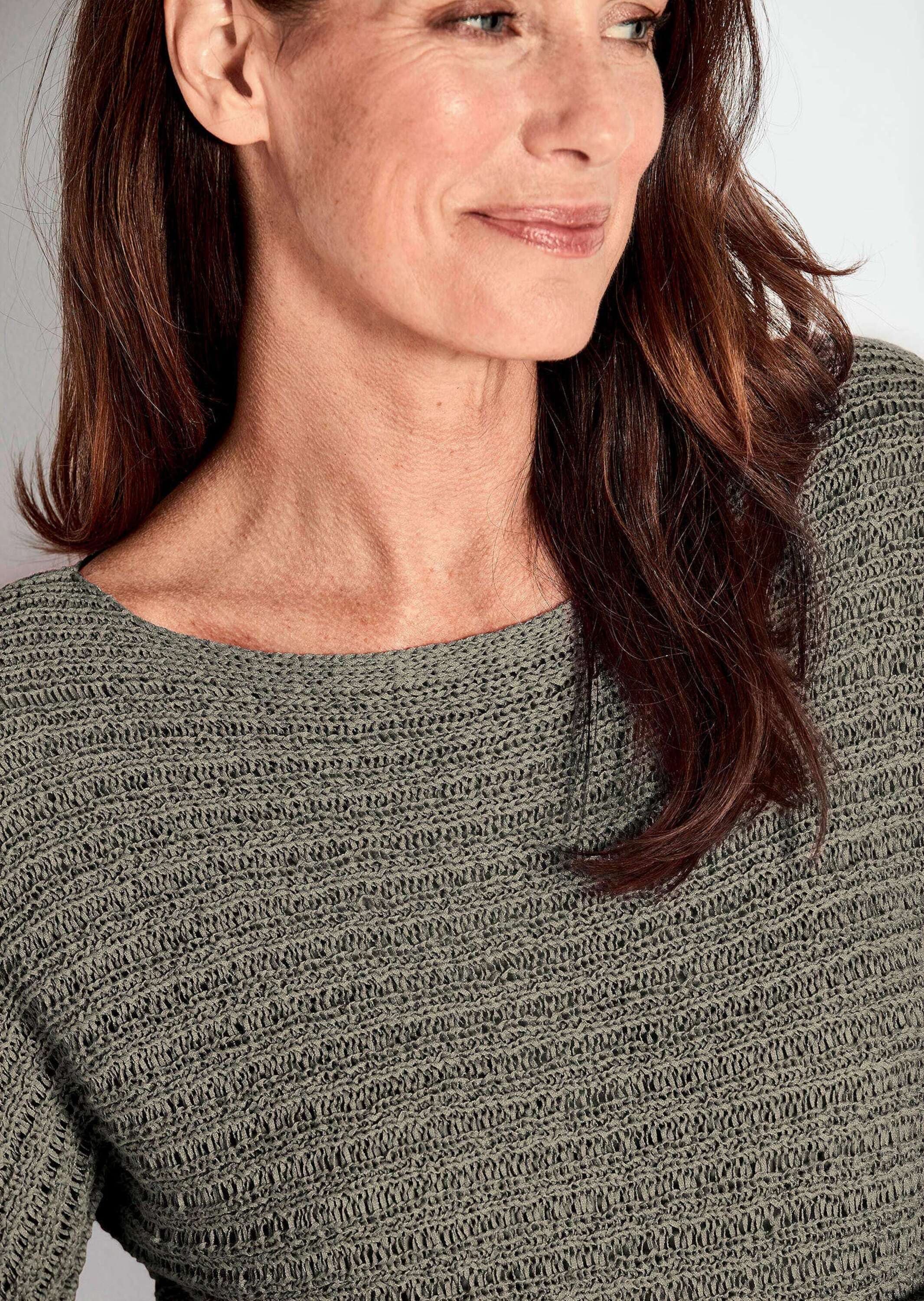 GOLDNER Rundhalspullover »Kurzgröße Kurzarm-Pullover mit Rippen«