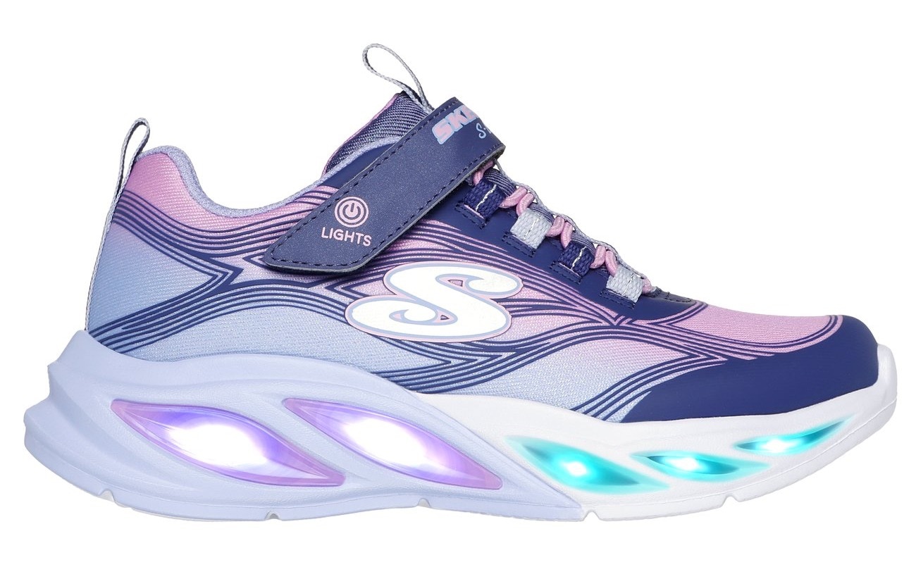 Skechers Sneaker »COSMIC GLOW LIGHTS«, Klettschuh mit Glitzer, Größenschablone zum Download