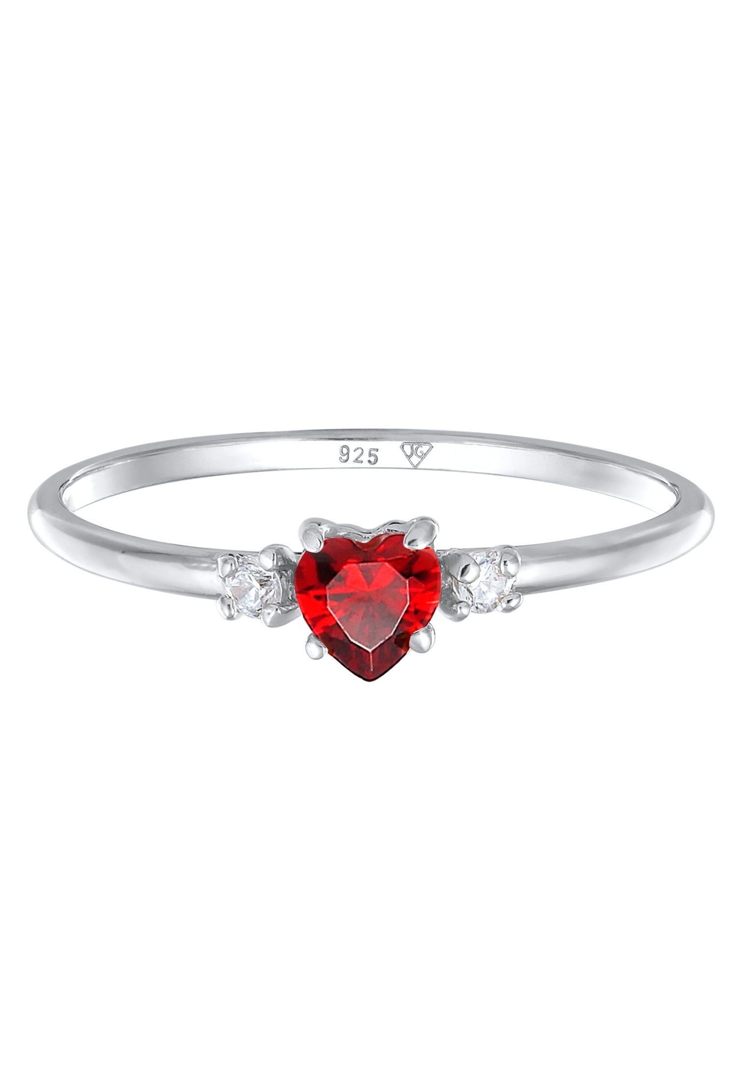 Elli Silberring »Ring Herz Zirkonia Rot Liebe 925 Silber«
