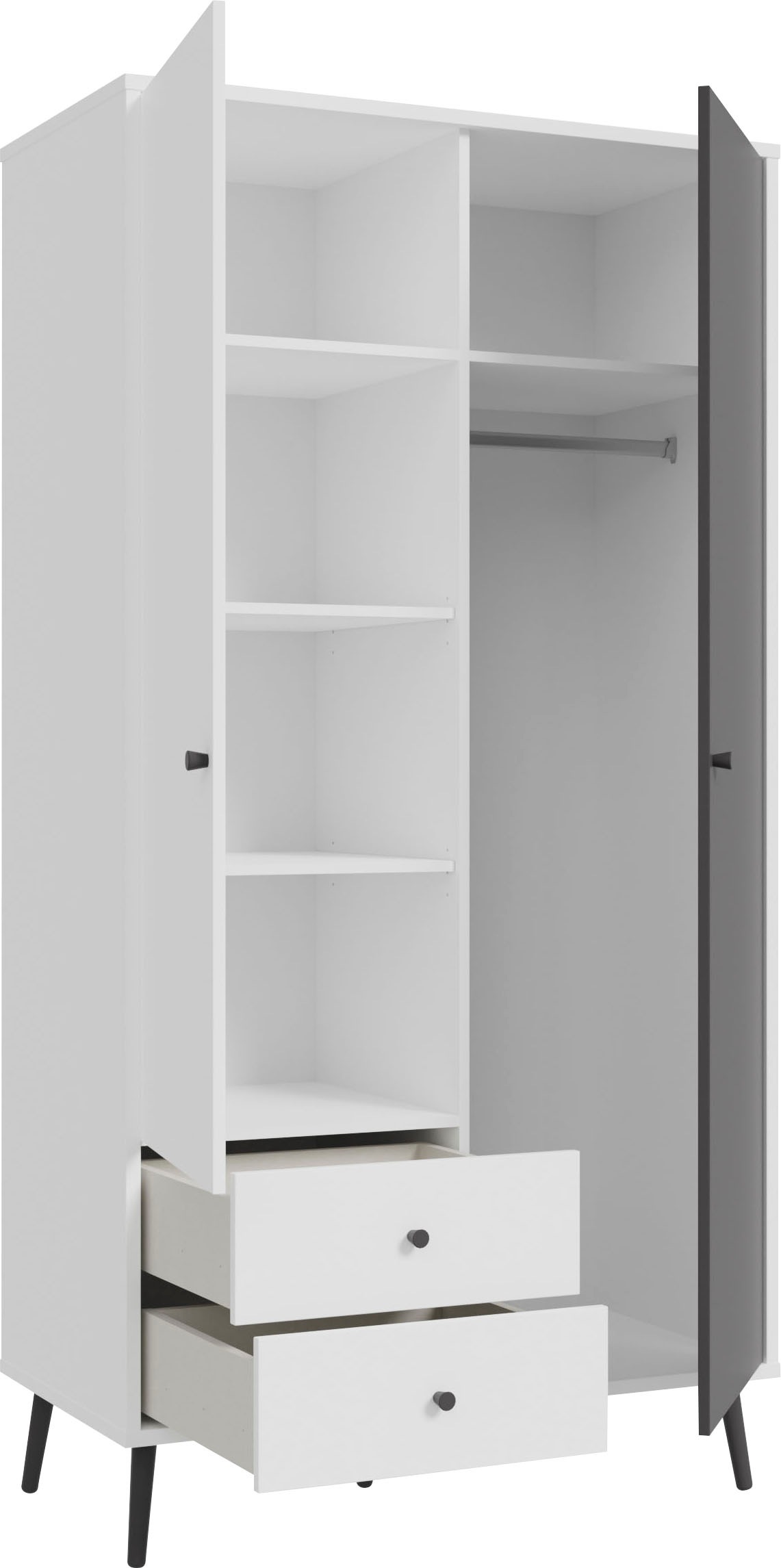 FORTE Drehtürenschrank »Harllson, EasyKlix by Forte, Aufbau ohne Werkzeug + Schrauben! Stabil!« B/H/T ca. 105/200/52 cm oder 155/200/52 cm,  Aufbau schnell und genial!