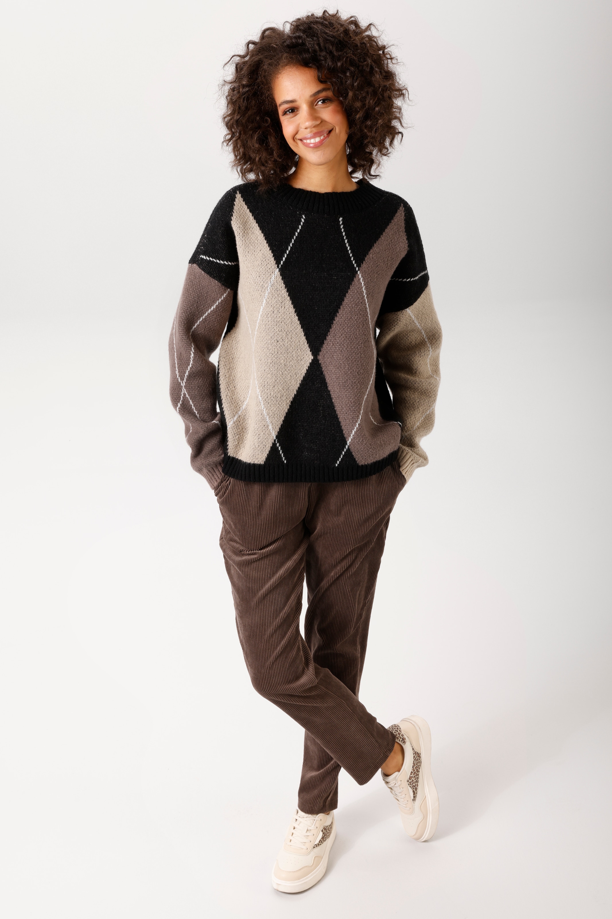 Aniston CASUAL Strickpullover mit großflächigem Rauten-Muster - NEUE KOLLEKTION