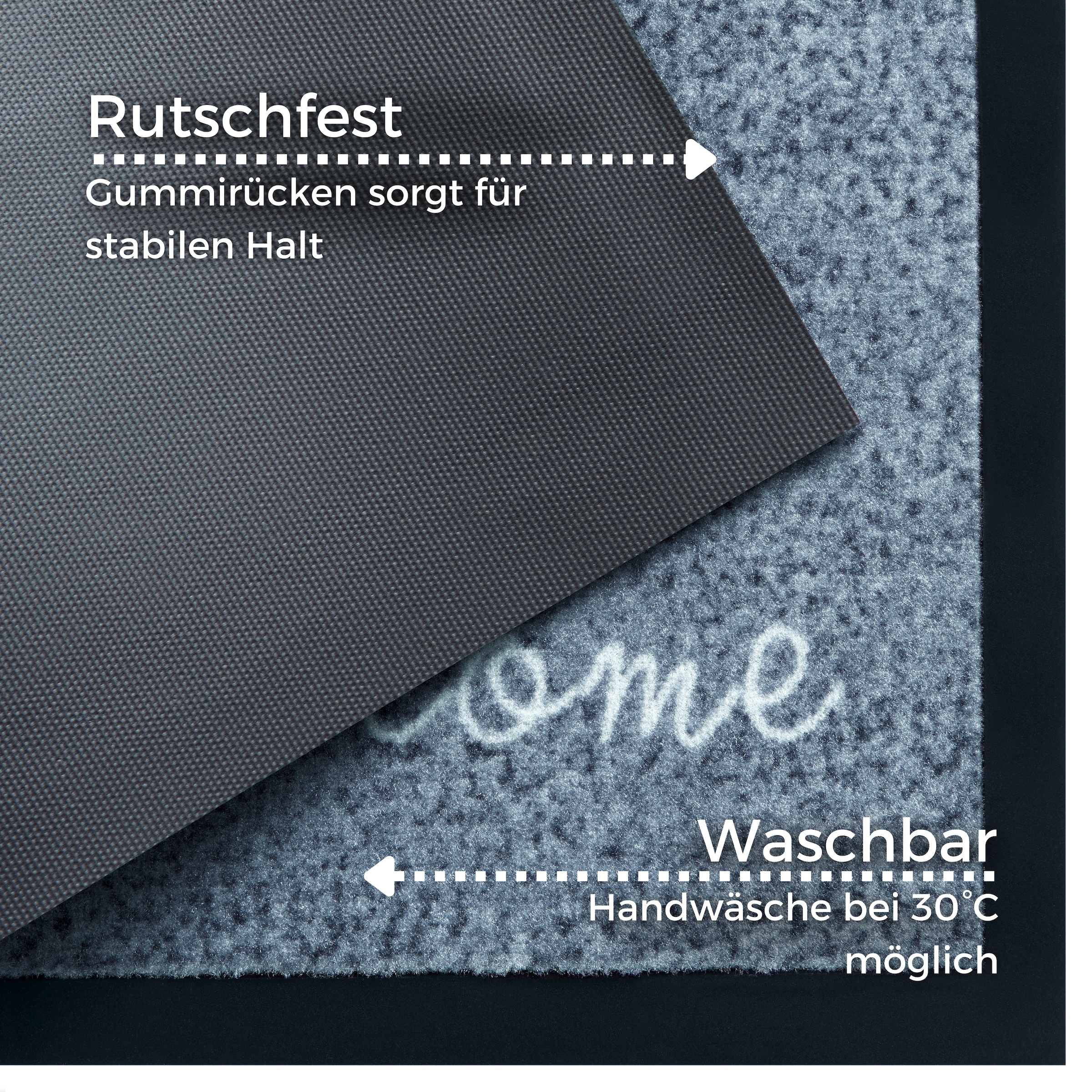 my home Fußmatte »Welcome«, rechteckig, 5 mm Höhe, Schmutzfangmatte, Türmatte, In- und Outdoor, Schrift, Läufer, waschbar