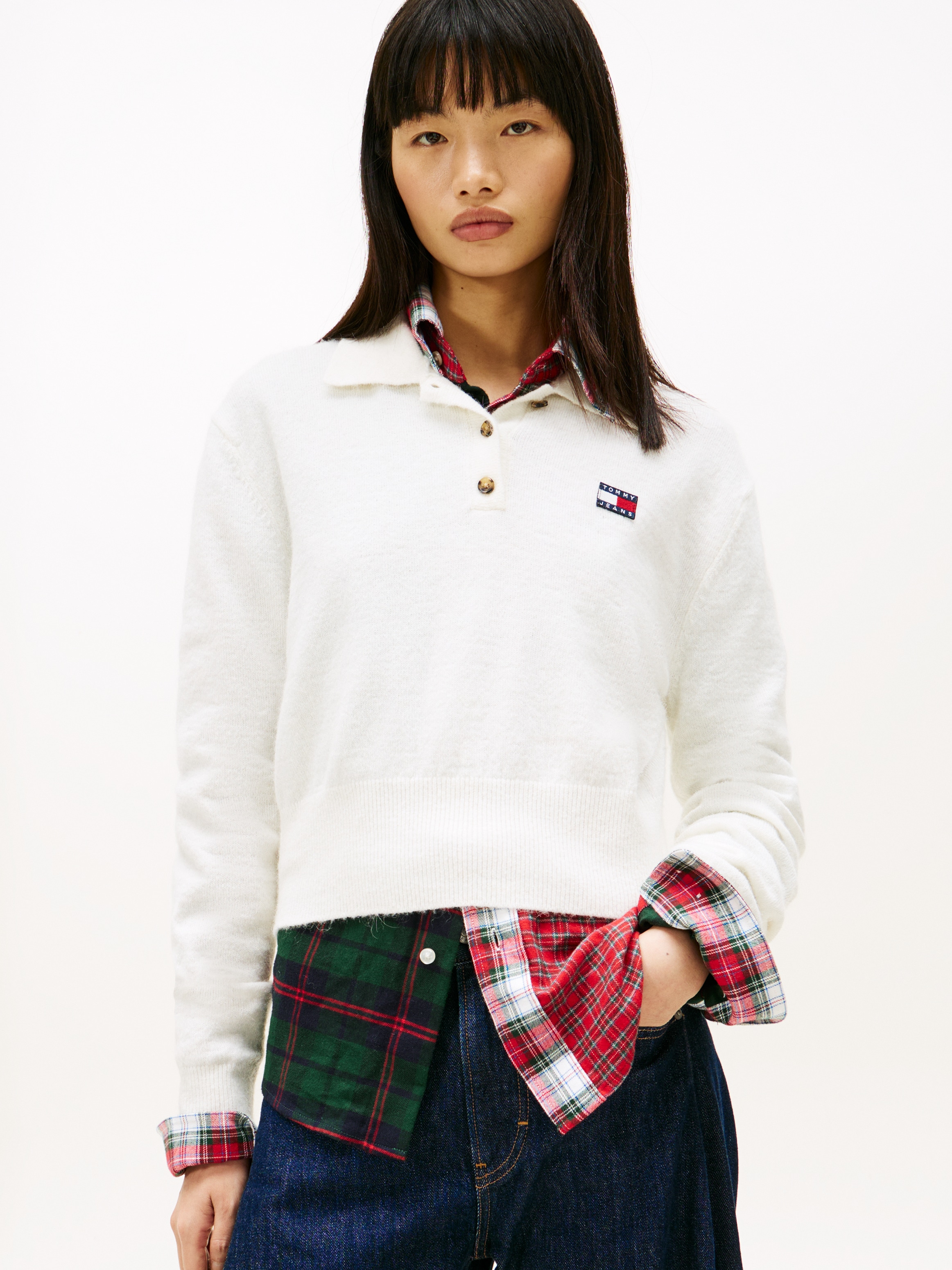 Tommy Jeans Strickpullover »TJW FLUFFY POLO SWEATER«