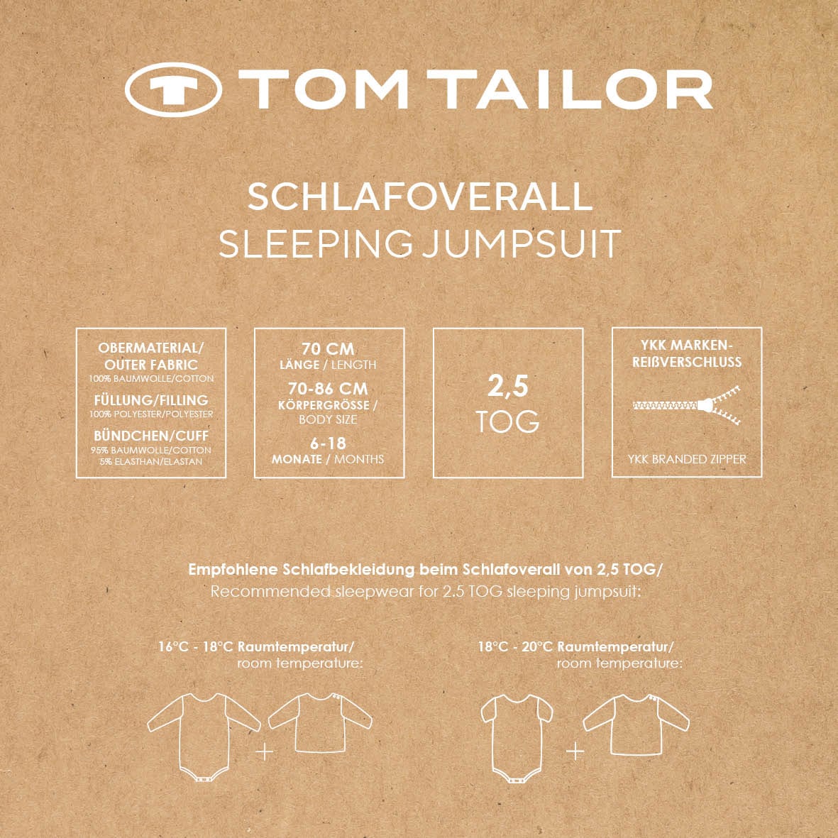 TOM TAILOR HOME Babyschlafsack »TT Baby-Schlafoverall Streifen 90cm«