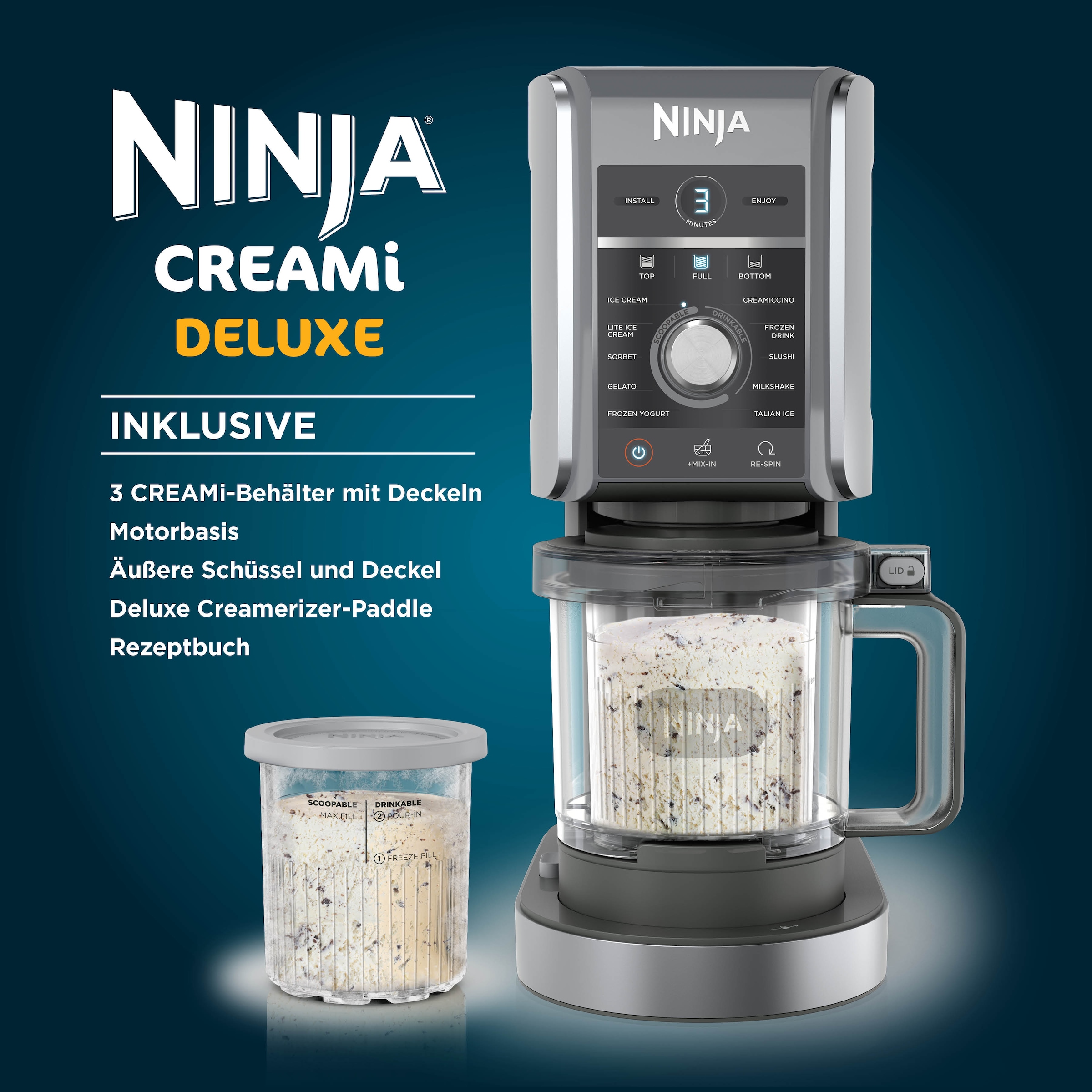 NINJA Eismaschine »NC501EU Creami Deluxe, 10-in-1 Eis-und Eisgetränkmaschine«, 800 W