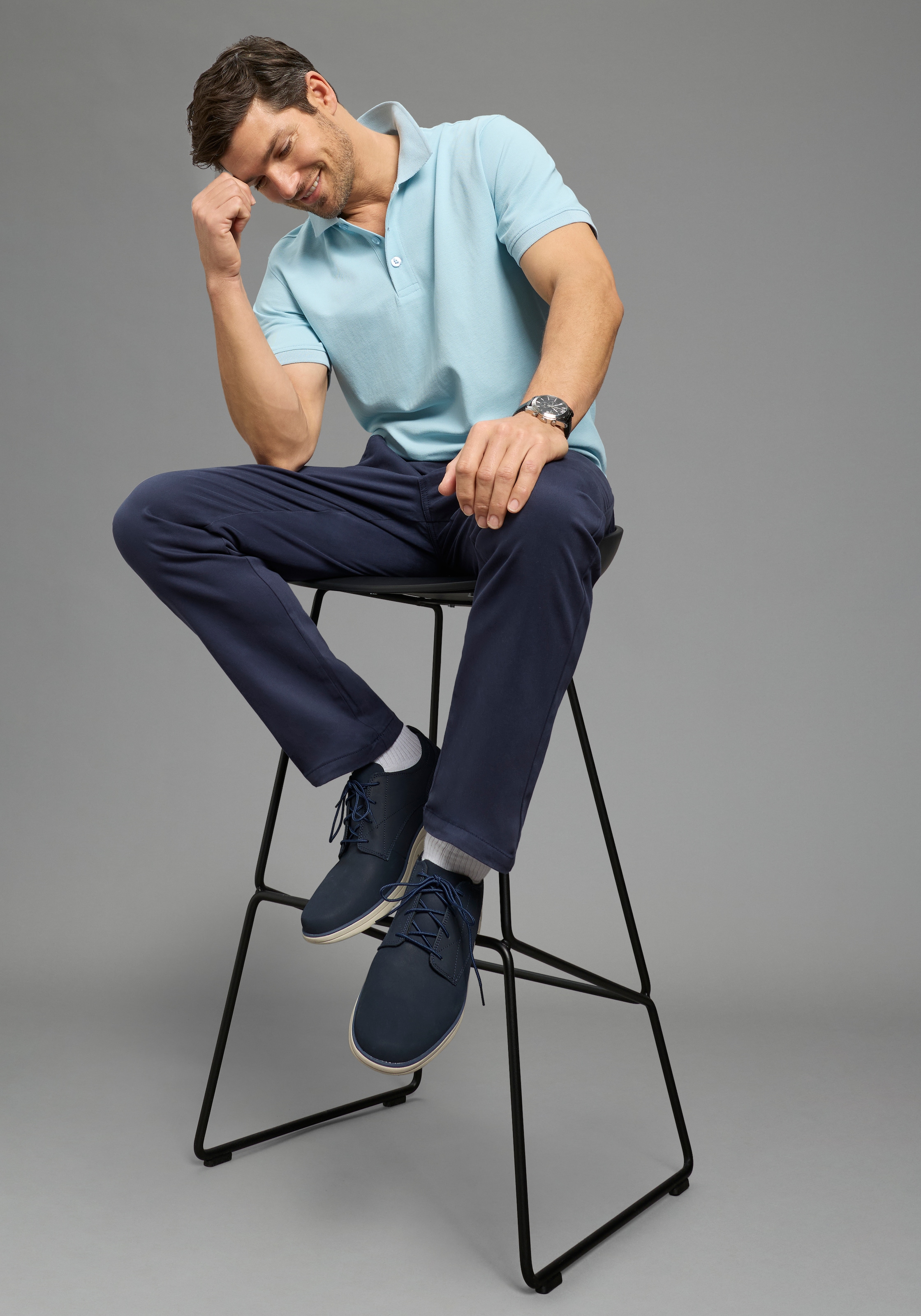 Man's World Poloshirt Kurzarm,  lockere Passform,  unifarben