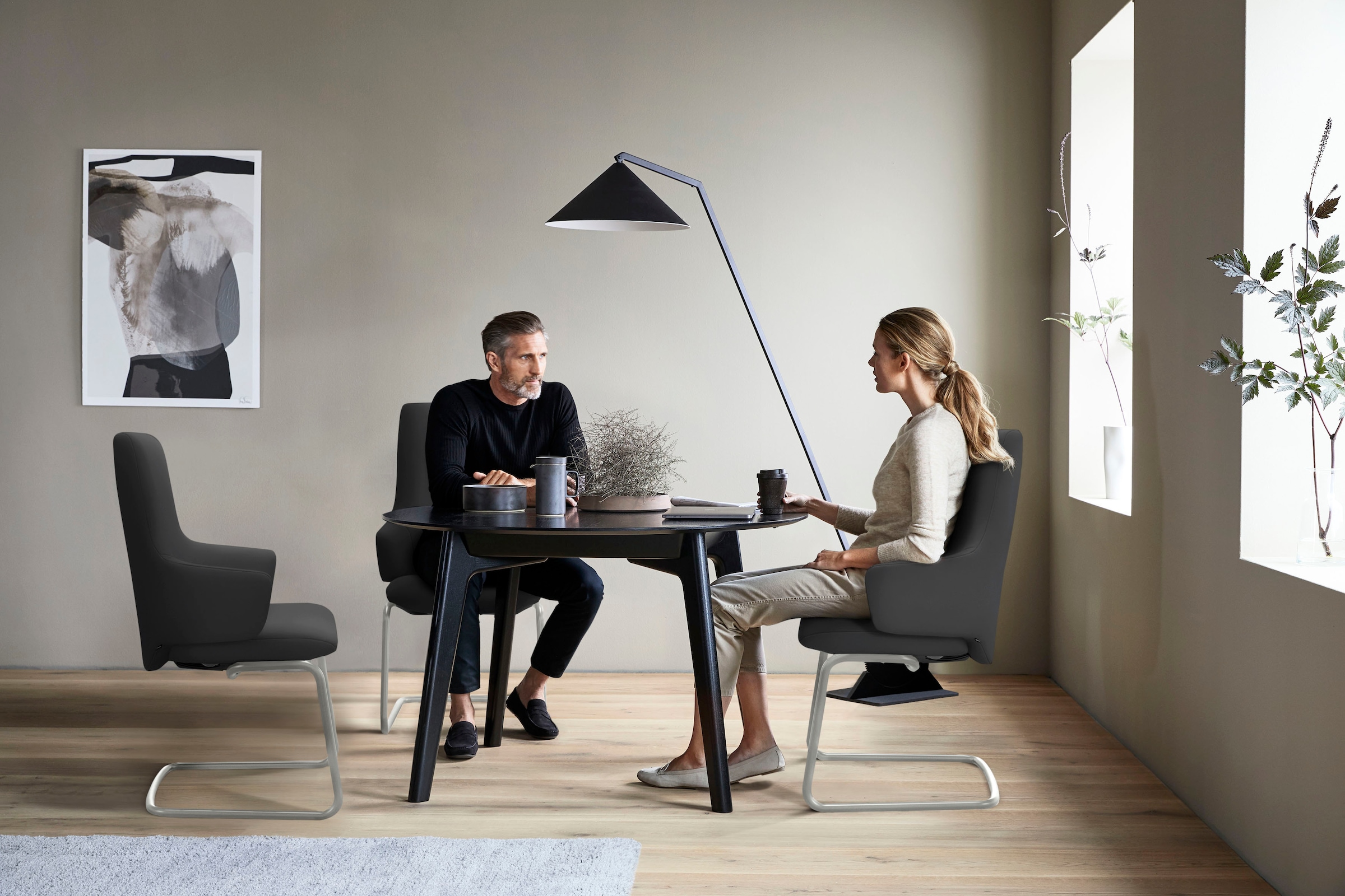 Stressless® Polsterstuhl »Laurel«, Leder BATICK, High Back mit Armlehne, Größe L, mit Beinen aus Stahl in Chrom