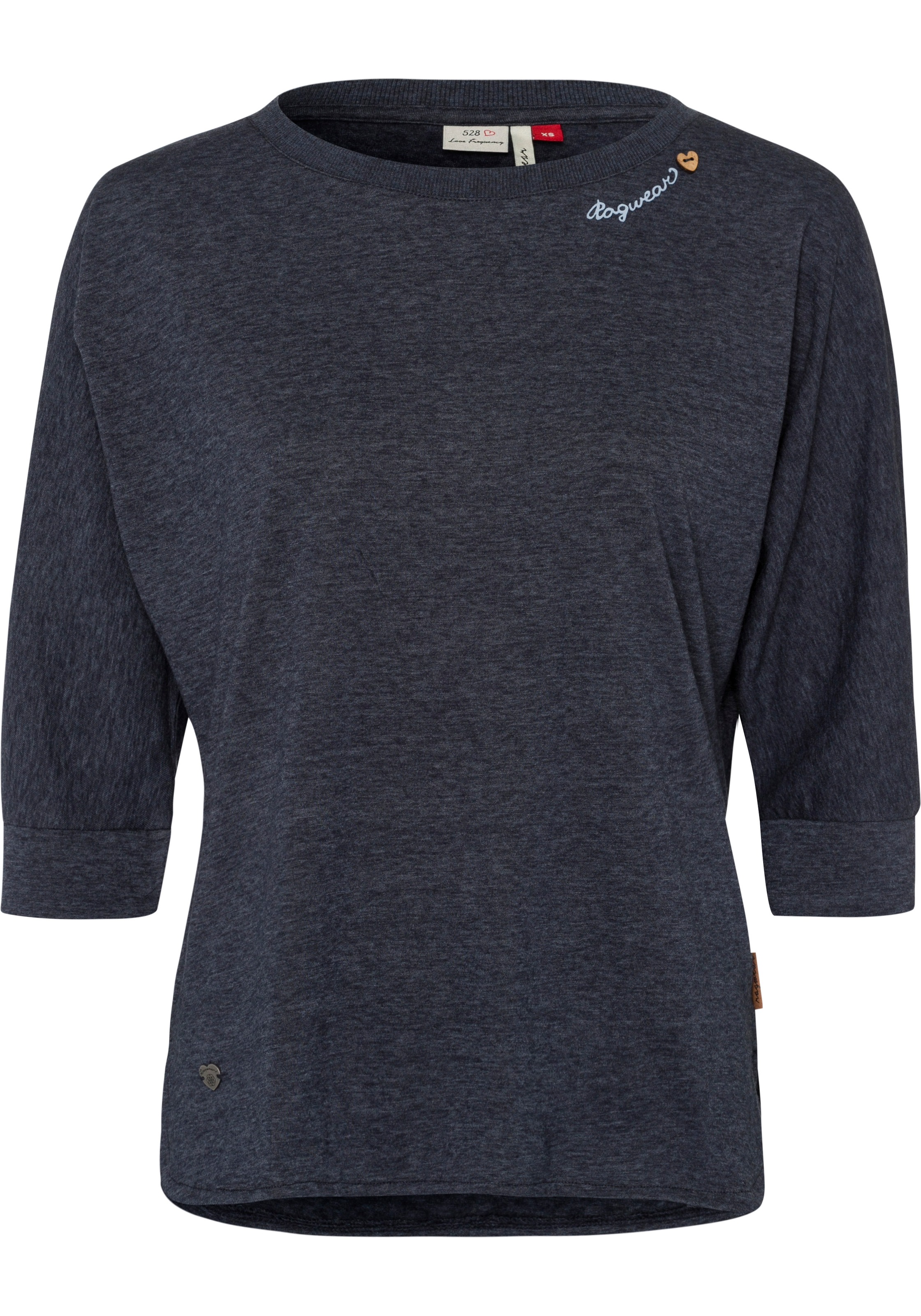 Ragwear T-Shirt »SHIMONA«, mit Zierknopfbesatz in natürlicher Holzoptik im Herz-Design