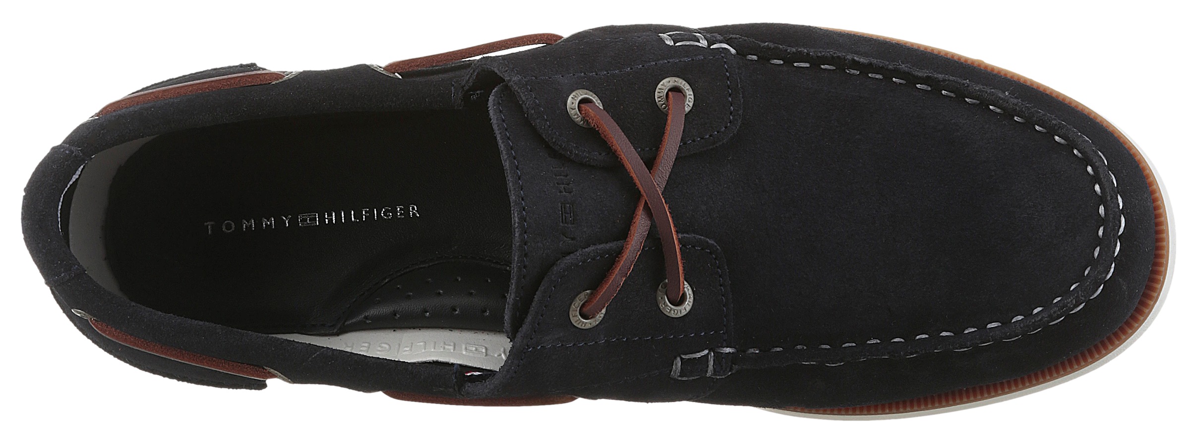 Tommy Hilfiger Bootsschuh »TH BOAT SHOE CORE SUEDE«, Casualschuh, Freizeitschuh, Schnürer mit Bänder-Durchzügen