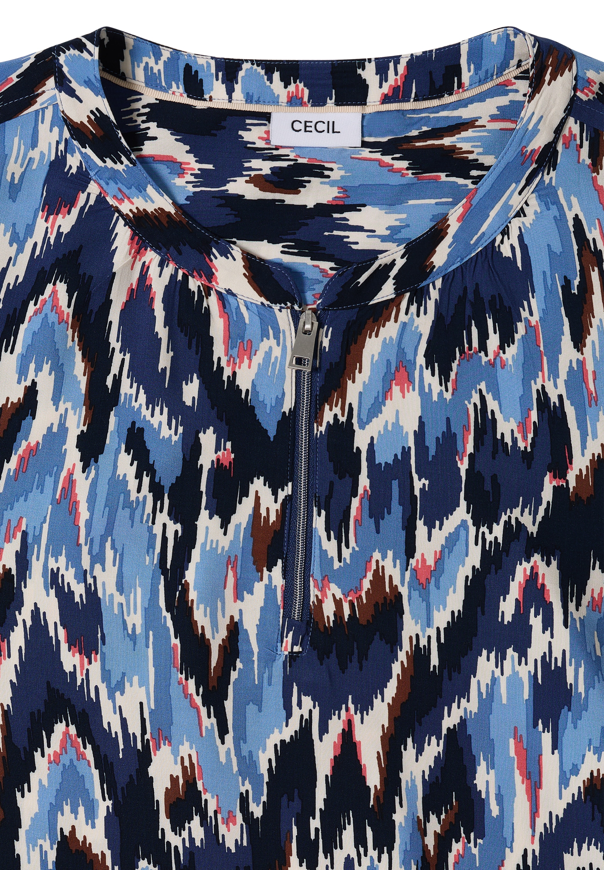 Cecil Langarmbluse mit grafischem Print und Reißverschluss