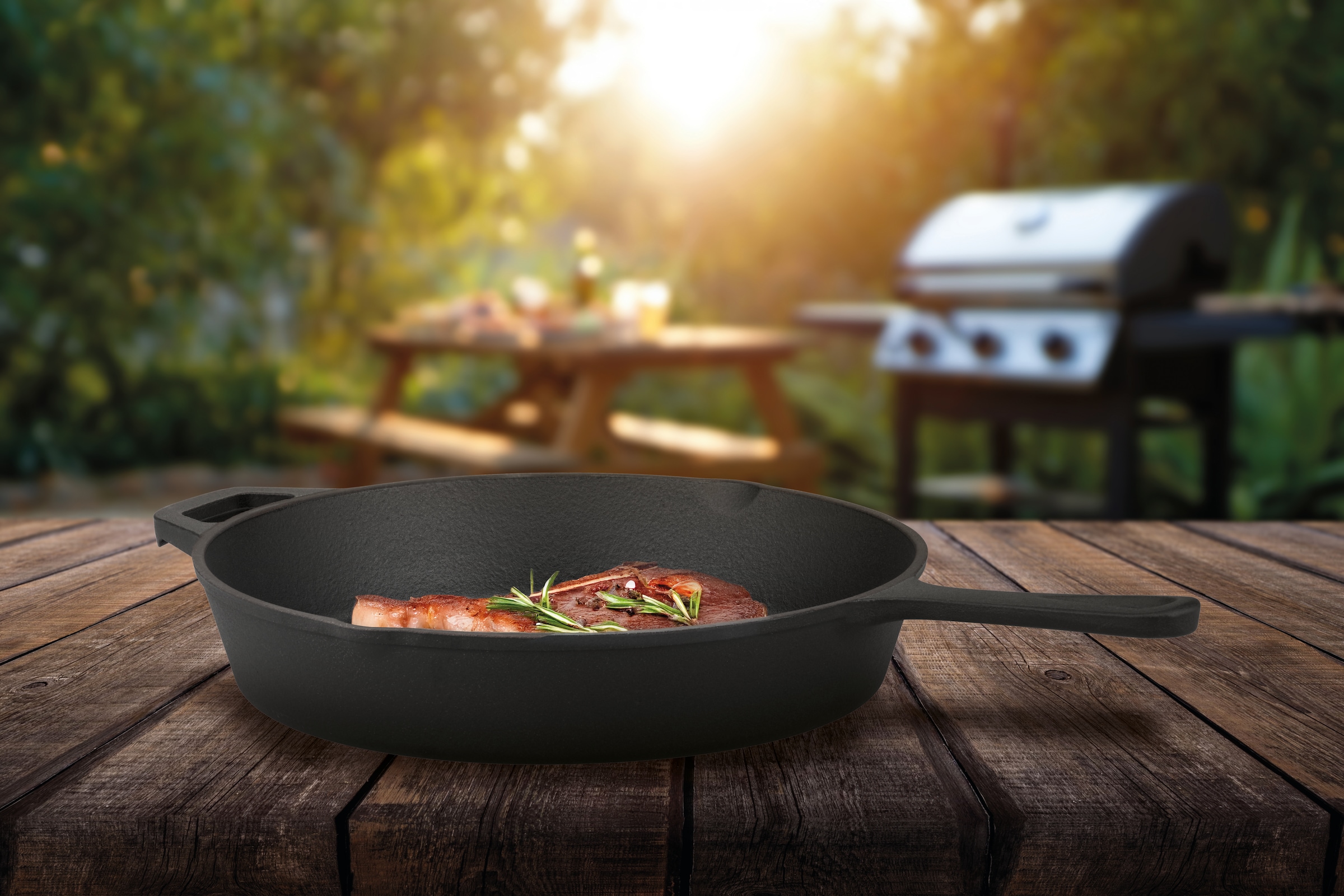 GSW Bratpfanne »Black Iron BBQ« Gusseisen 1 tlg. tlg. Pfanne zur Anwendung auf dem Grill, Feuer oder im Backofen