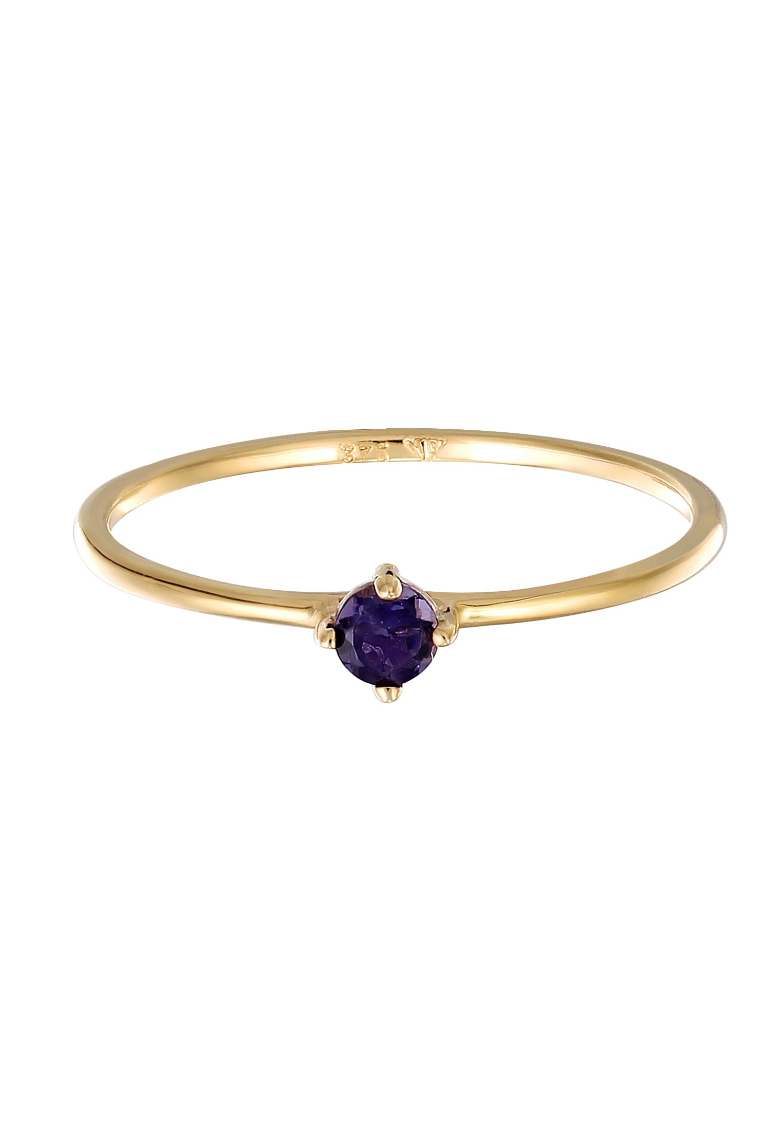 Elli Premium Silberring »Ring Solitär mit Lolite Edelstein Lila 375 Gelbgold«