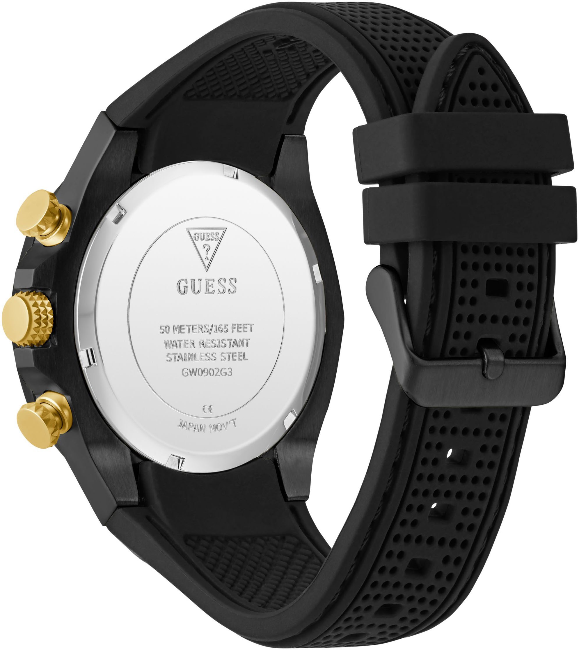 Guess Multifunktionsuhr »D1« Quarzuhr, Armbanduhr, Herrenuhr, Datum, Wochentag, Silikonarmband