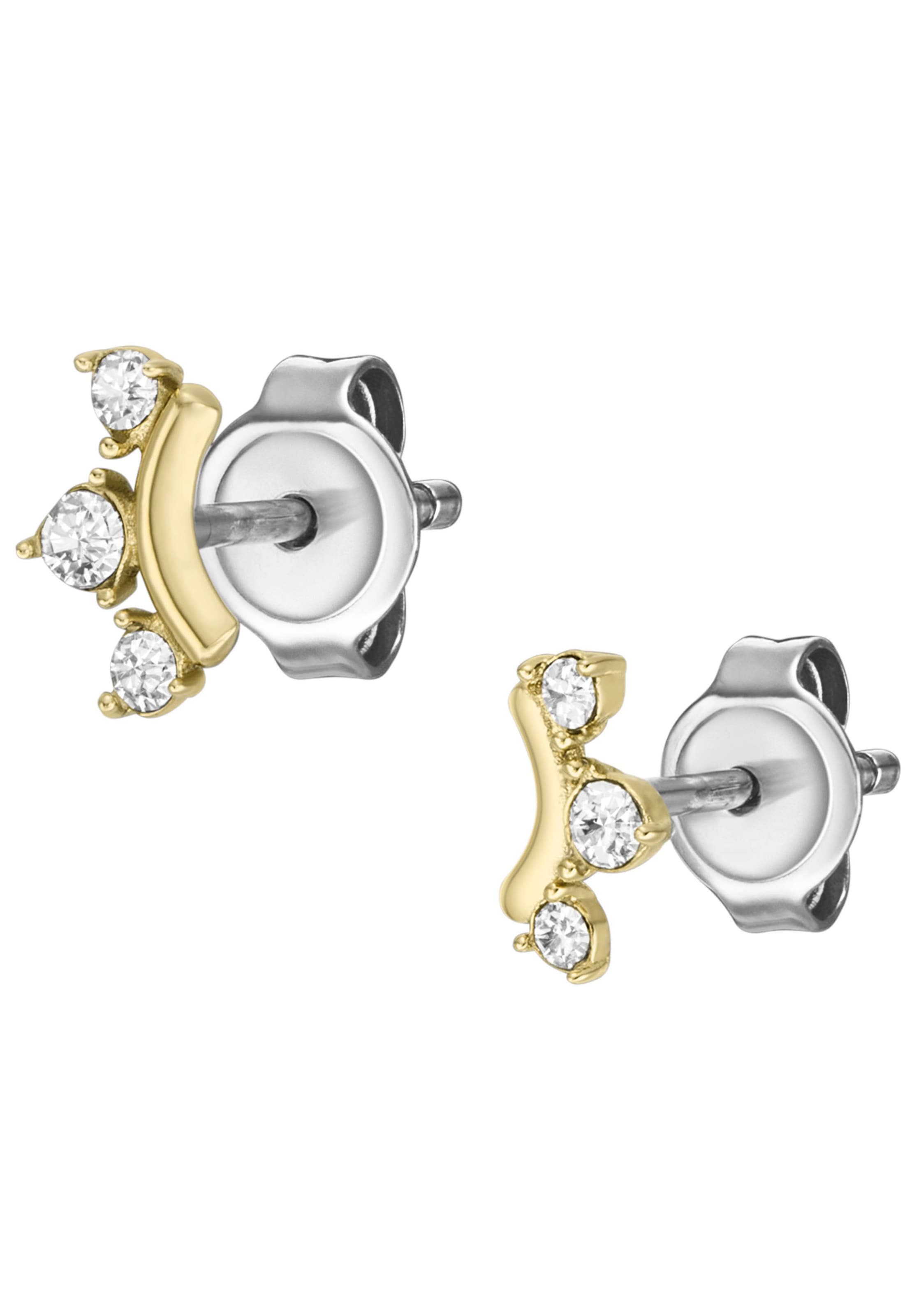 Fossil Paar Ohrstecker »JEWELRY ALL STACKED UP, JF04596710«, mit Zirkonia (synth.)