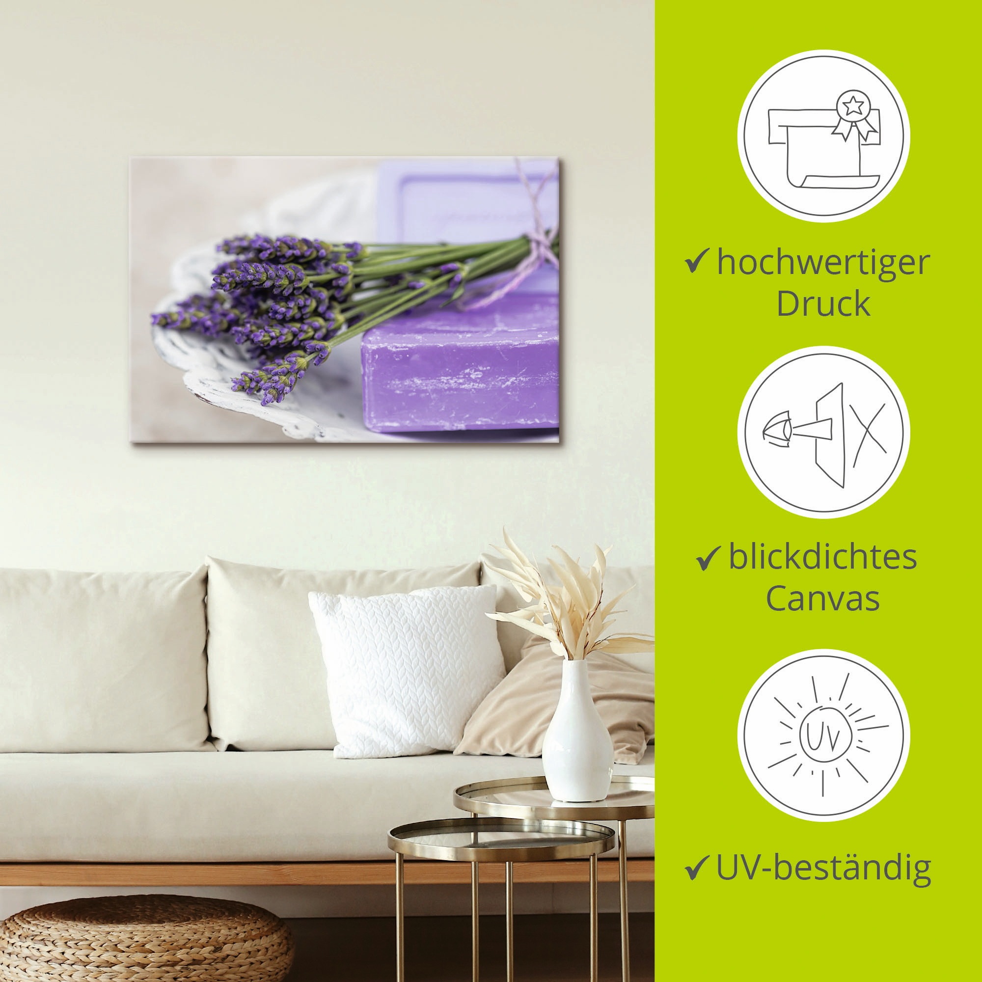 Artland Wandbild »Französisches Stillleben mit Lavendel«, Arrangements, (1 St.), als Alubild, Outdoorbild, Leinwandbild, Poster in verschied. Größen