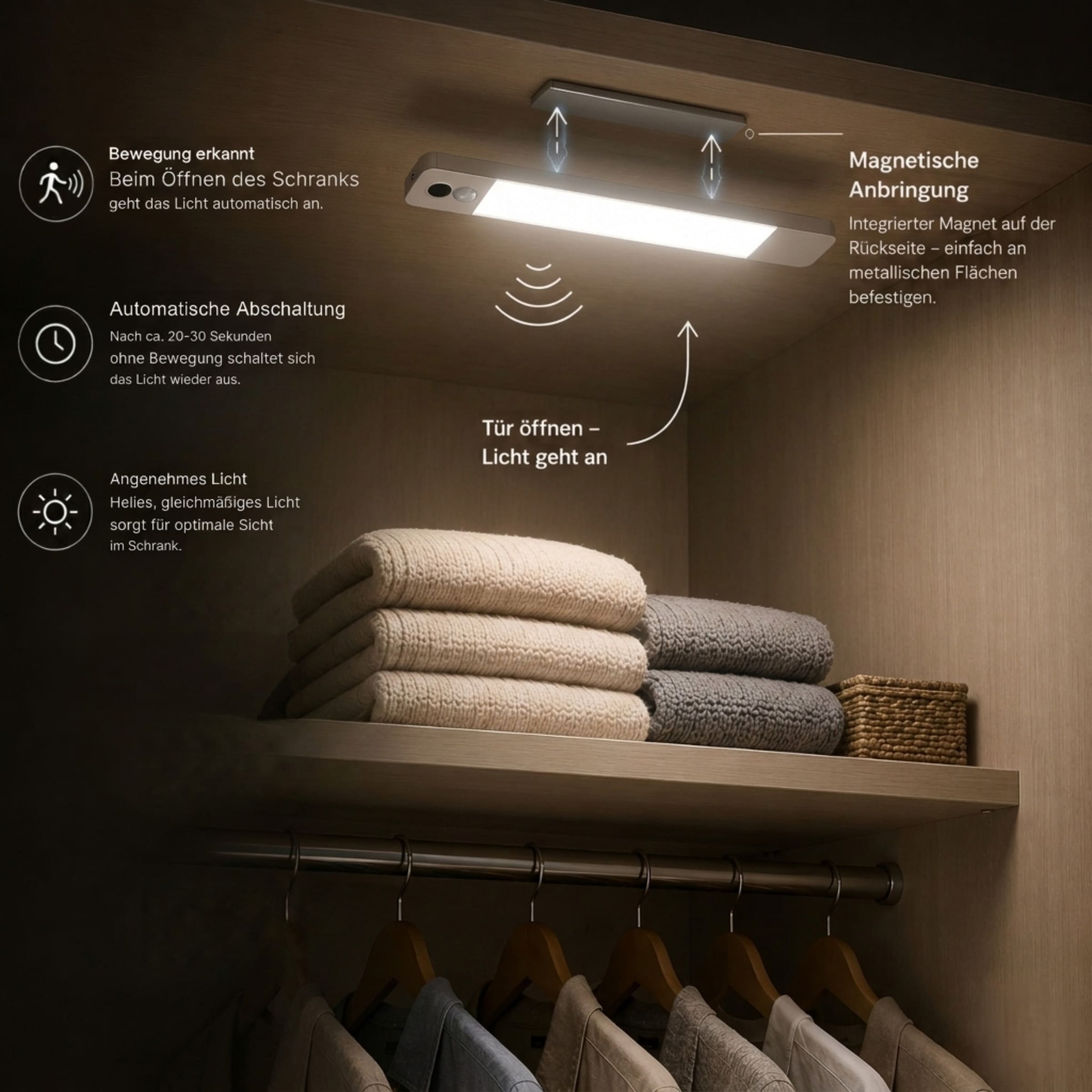 Hanseatic LED Unterbauleuchte »/ Schrankbeleuchtung / Lichtleiste LUBLUGHK223« LED-Modul 1 Stk. Neutralweiß Akkubetrieb, 4000 K,  25cm x 4cm