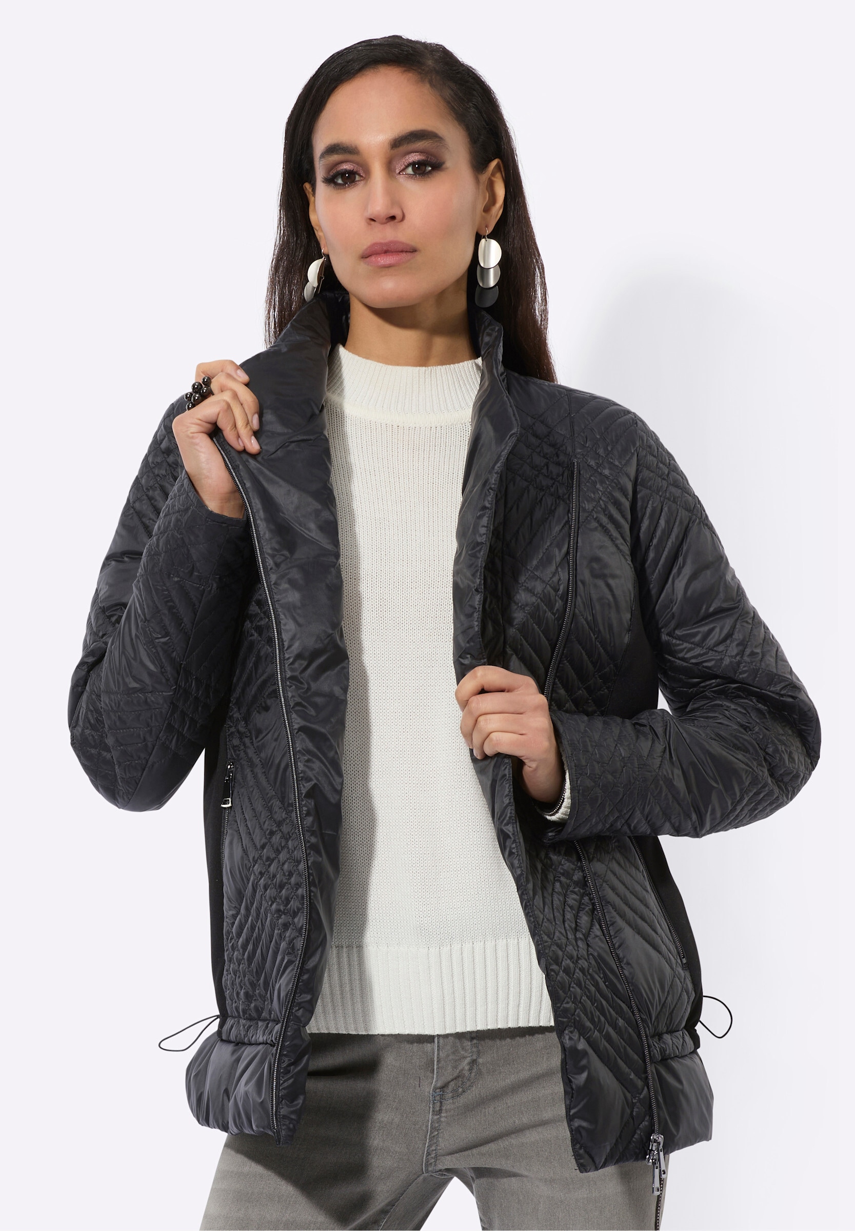 creation L Daunenjacke »Daunenjacke Daunenjacke im Materialmix« ohne Kapuze