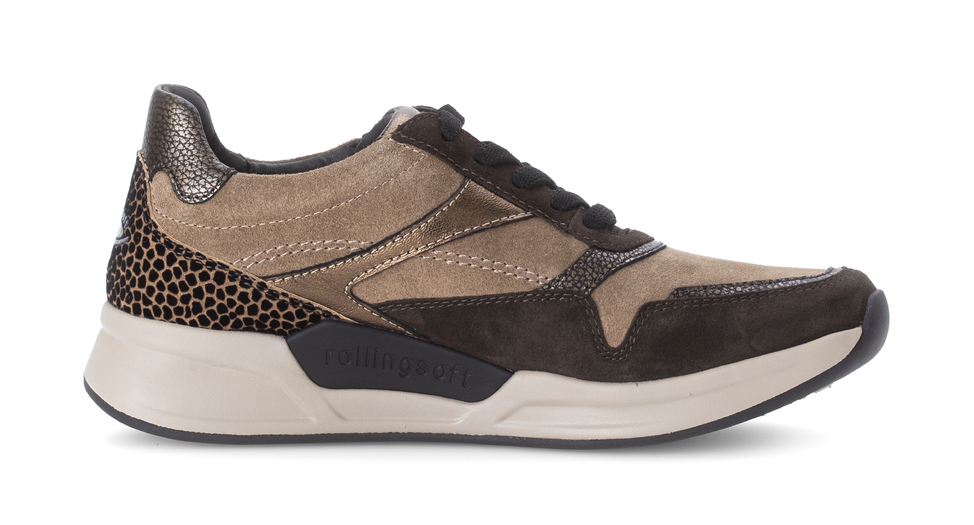 Gabor Rollingsoft Keilsneaker, Schnürschuh, Halbschuh, Freizeitschuh mit seitlichem Reißverschluss