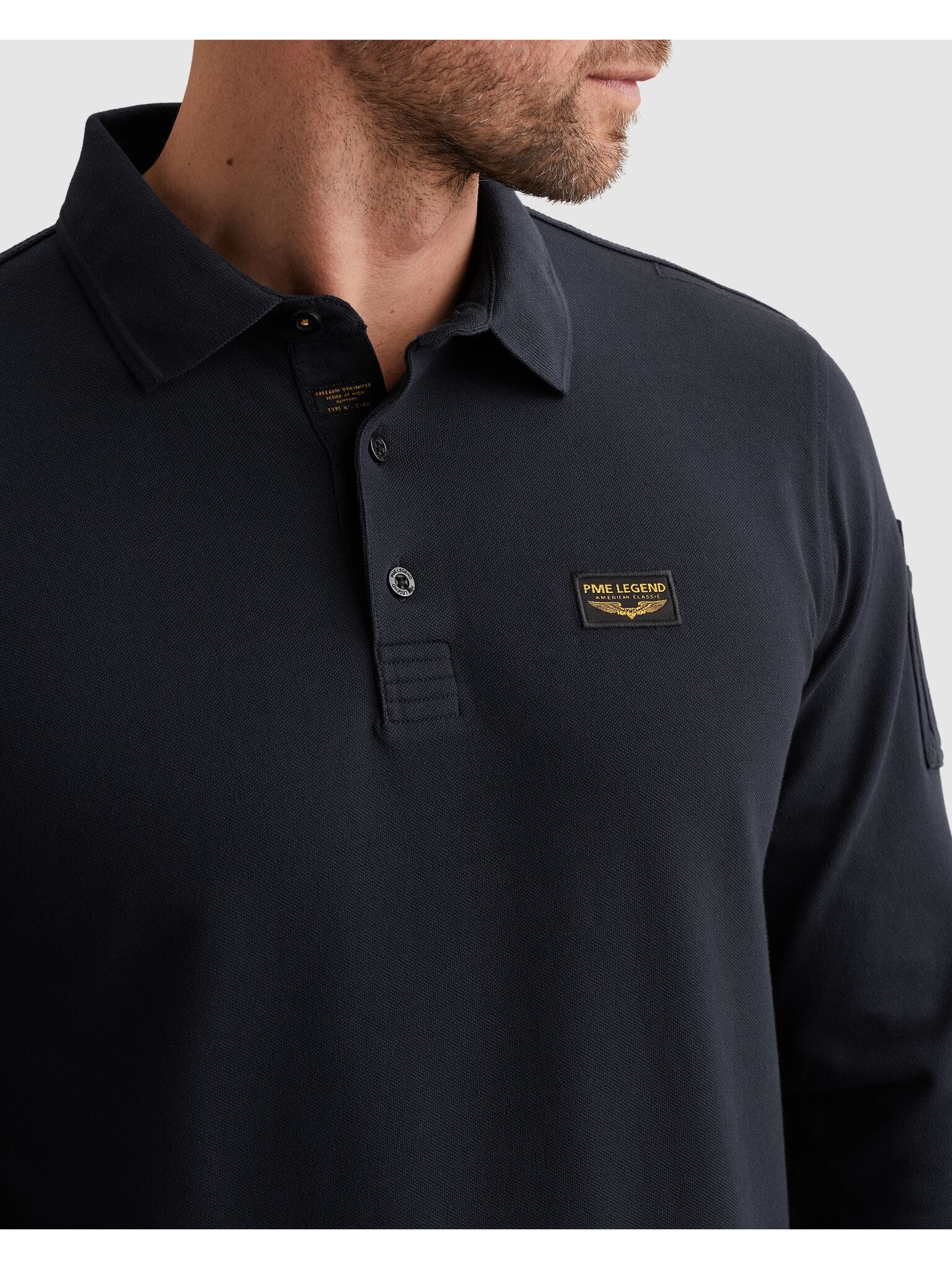 PME LEGEND Langarm-Poloshirt mit Logo Stickerei