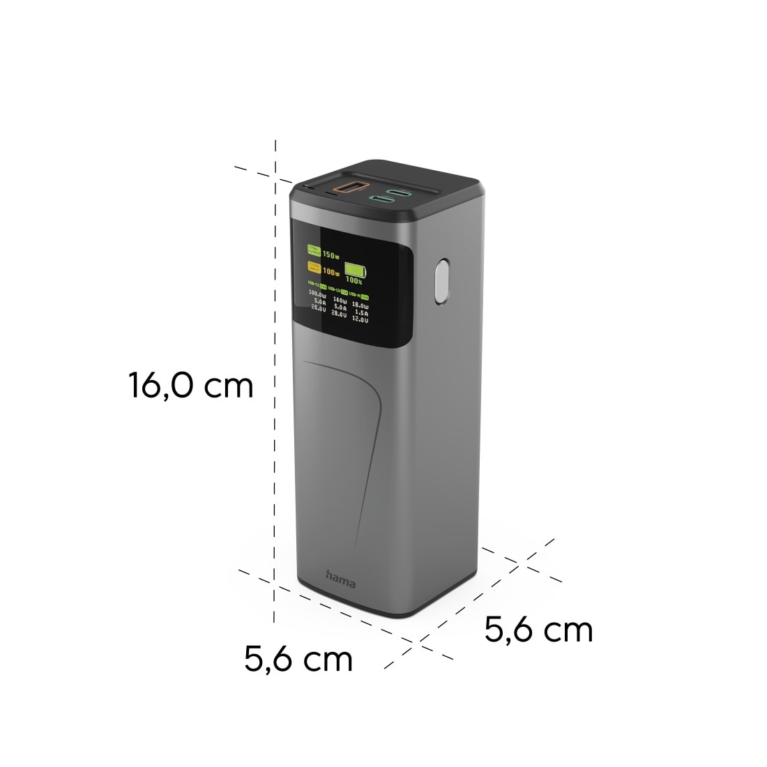 Hama Powerbank »Powerbank (150 W, 24000 mAh, 2x USB-C, 1x USB-A, Schnellladen)«