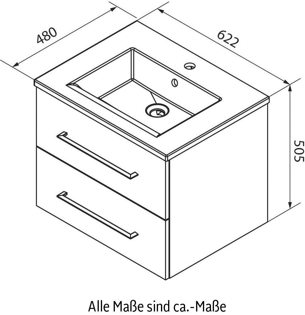 FACKELMANN Waschtisch »B.perfekt«, Badmöbel Breite 60 cm