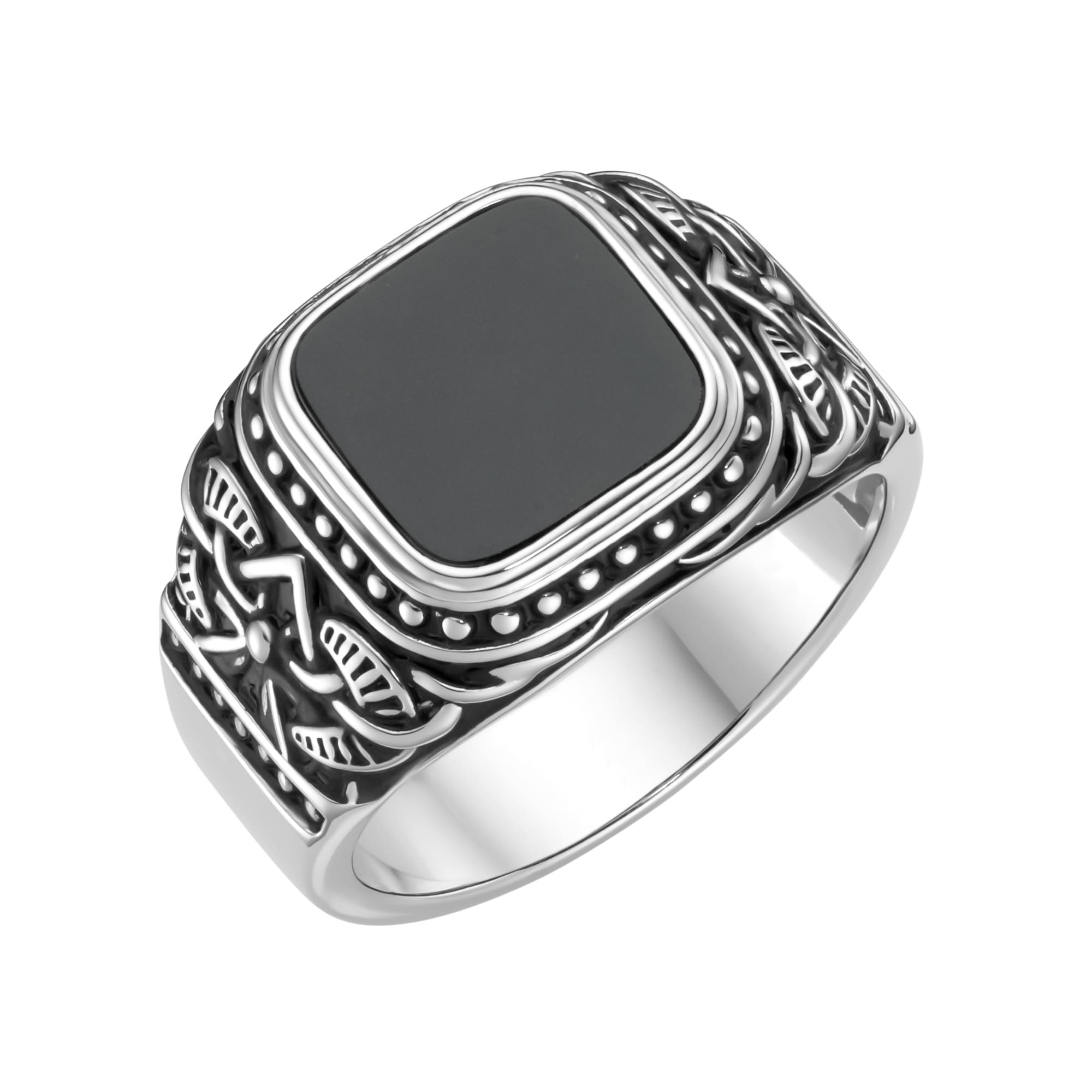 GIORGIO MARTELLO MILANO Silberring »Ring Siegelring mit schwarzer Achat-Einlage, Silber 925«