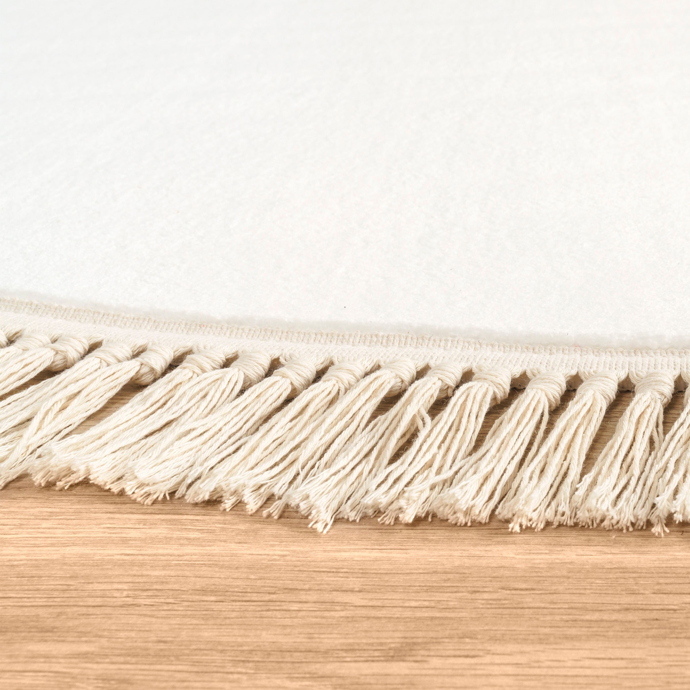Paco Home Teppich »Swindon 485«, rund, 12 mm Höhe, Uni Farben, sehr weicher Flor, mit Fransen