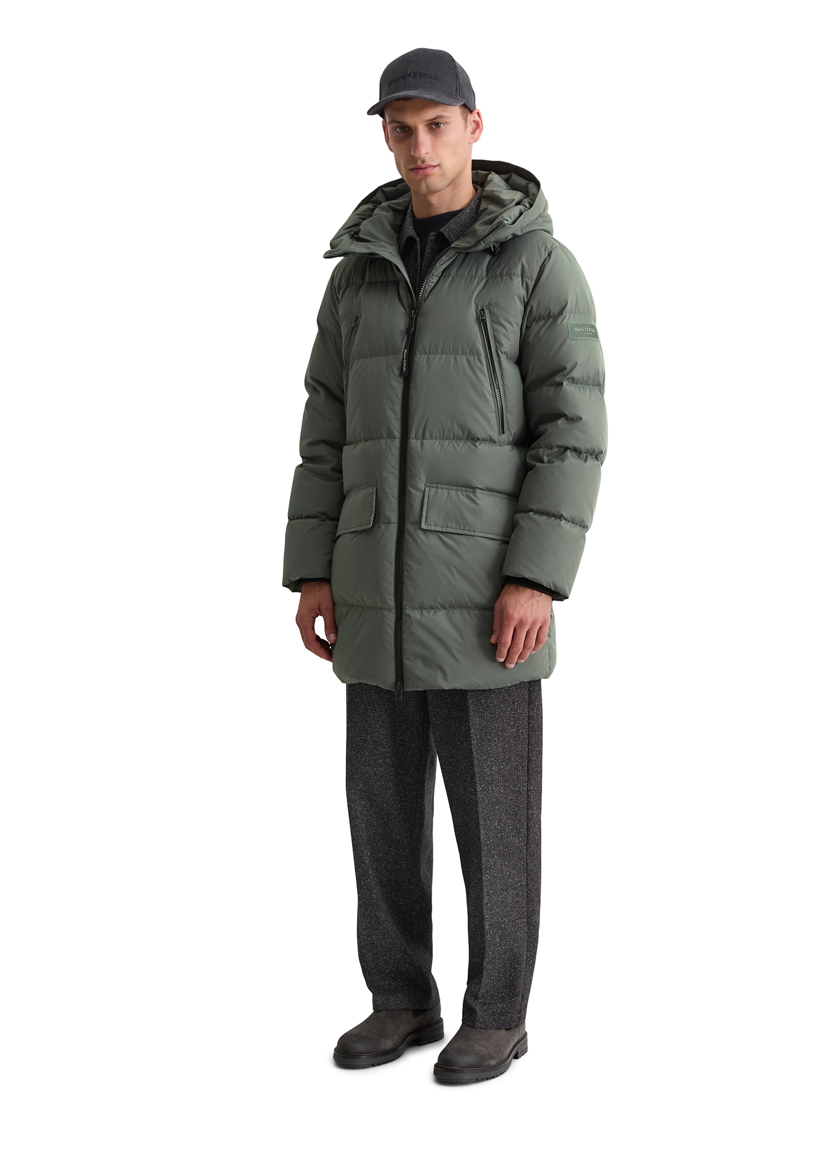 Marc O'Polo Daunenjacke, mit Kapuze, Pufferjacke, regular fit, eingesetzte, elastische Ärmelabschlüsse