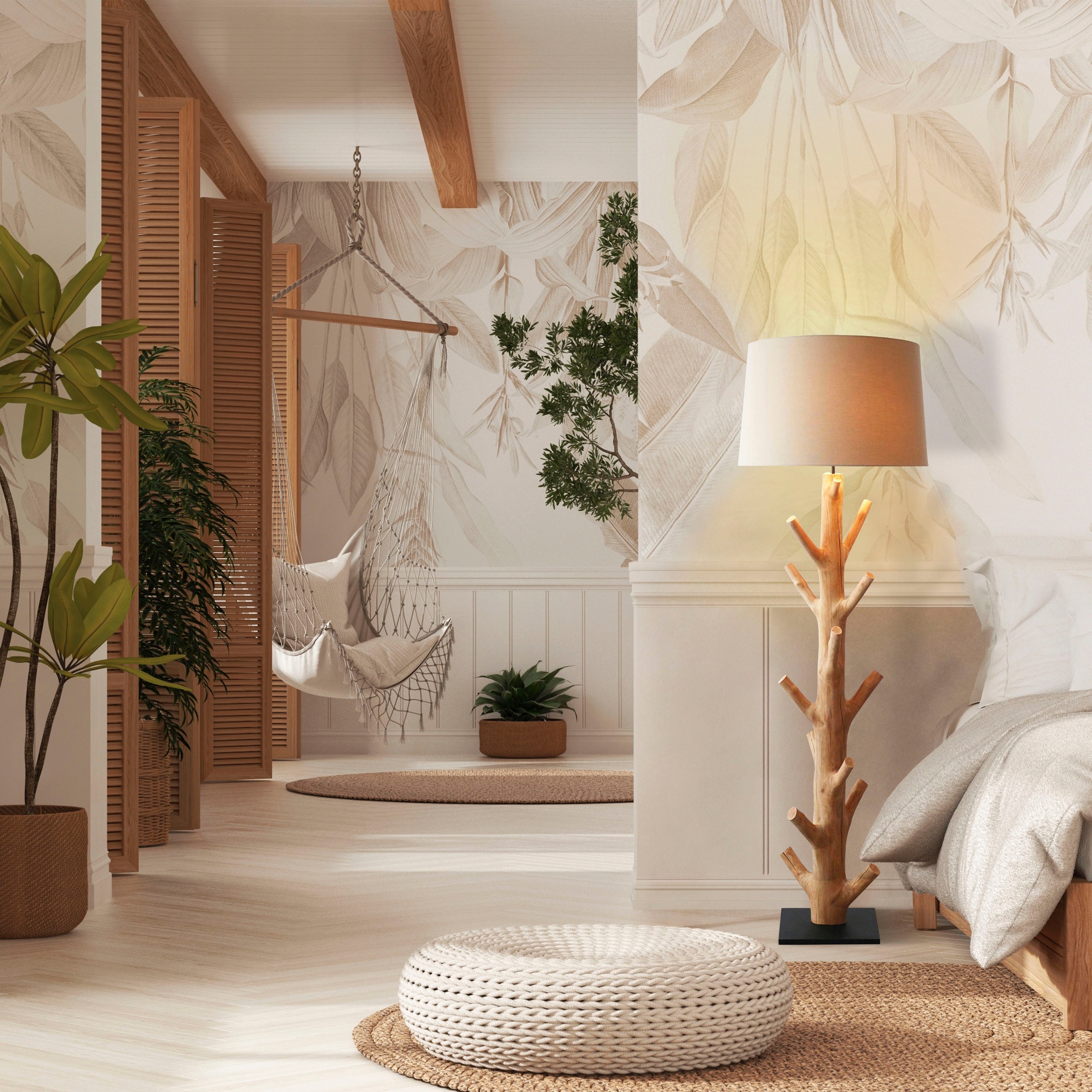 SalesFever Stehlampe »Tahlia«, 1 flammig, Leuchtmittel E27 | ohne Leuchtmittel, handgefertigt, mit Leinenschirm