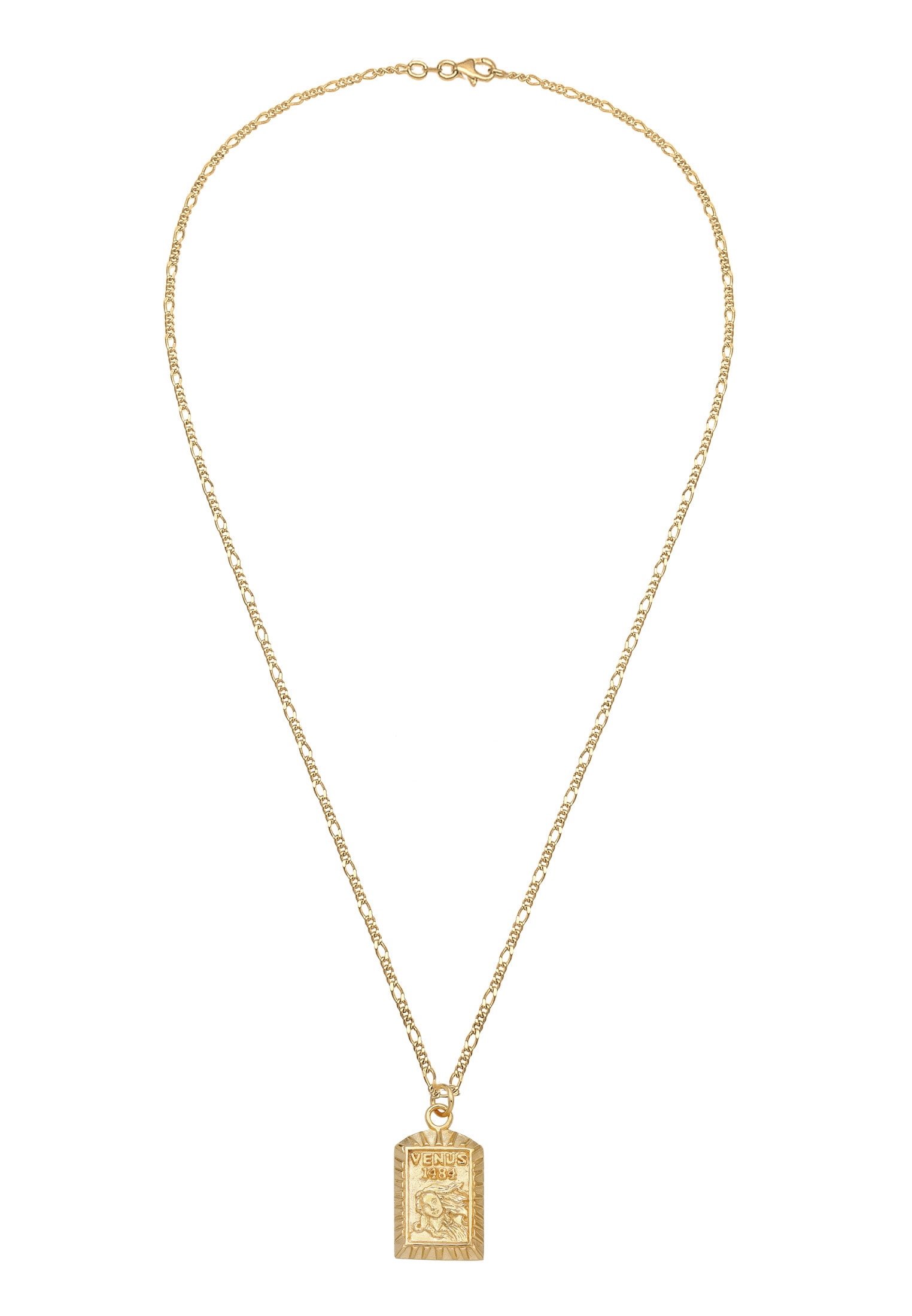 Elli Kette mit Anhänger »Halskette Venus-Anhänger Vintage 925 Sterling Silber vergoldet«