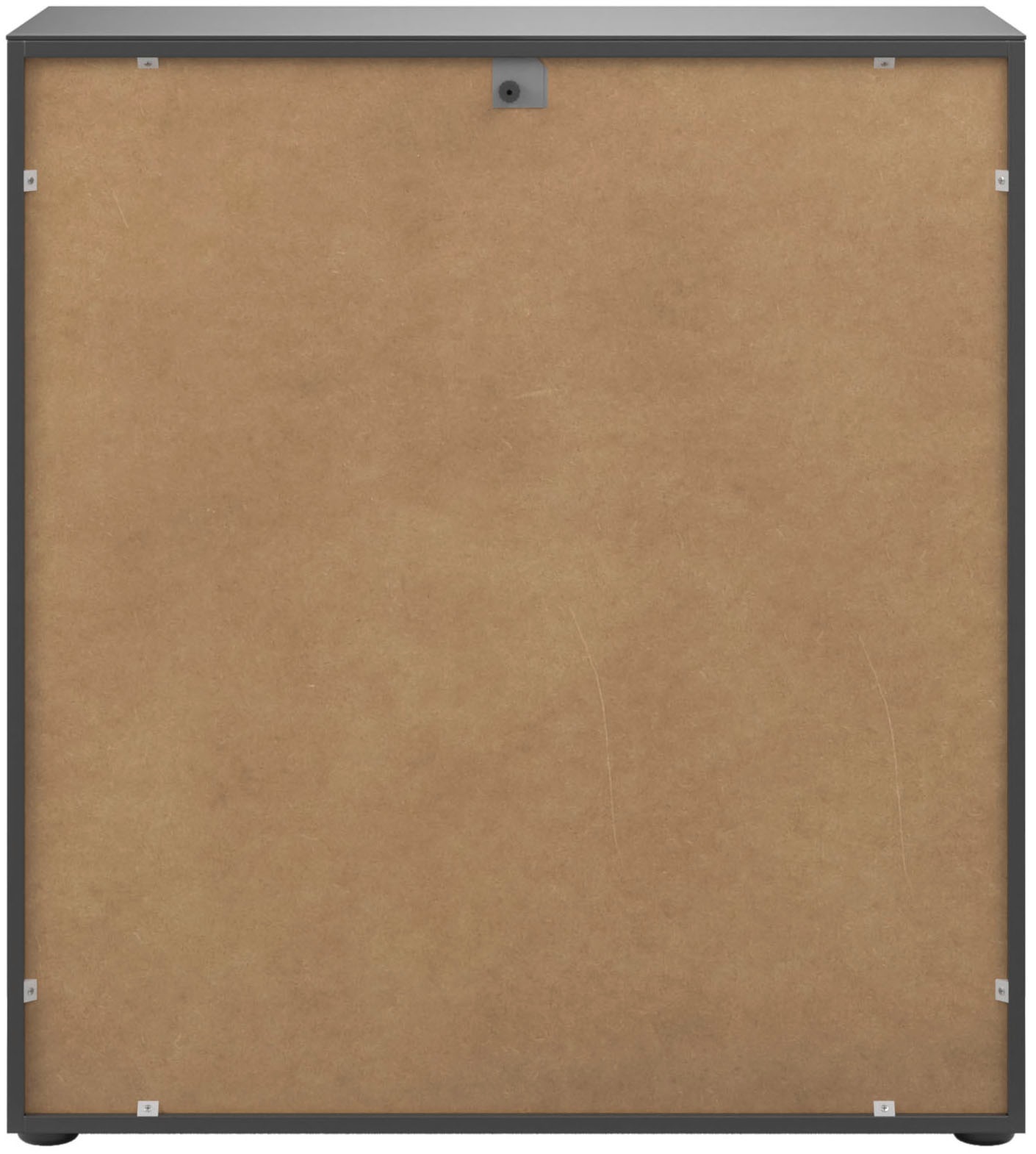 Manjana Möbel Kommode »mit Chrom oder Schwarz matten Metallgriffen & Glasfront, Soft-Close« melaminbeschichteter Korpus, mit Vollauszug, Made in Germany