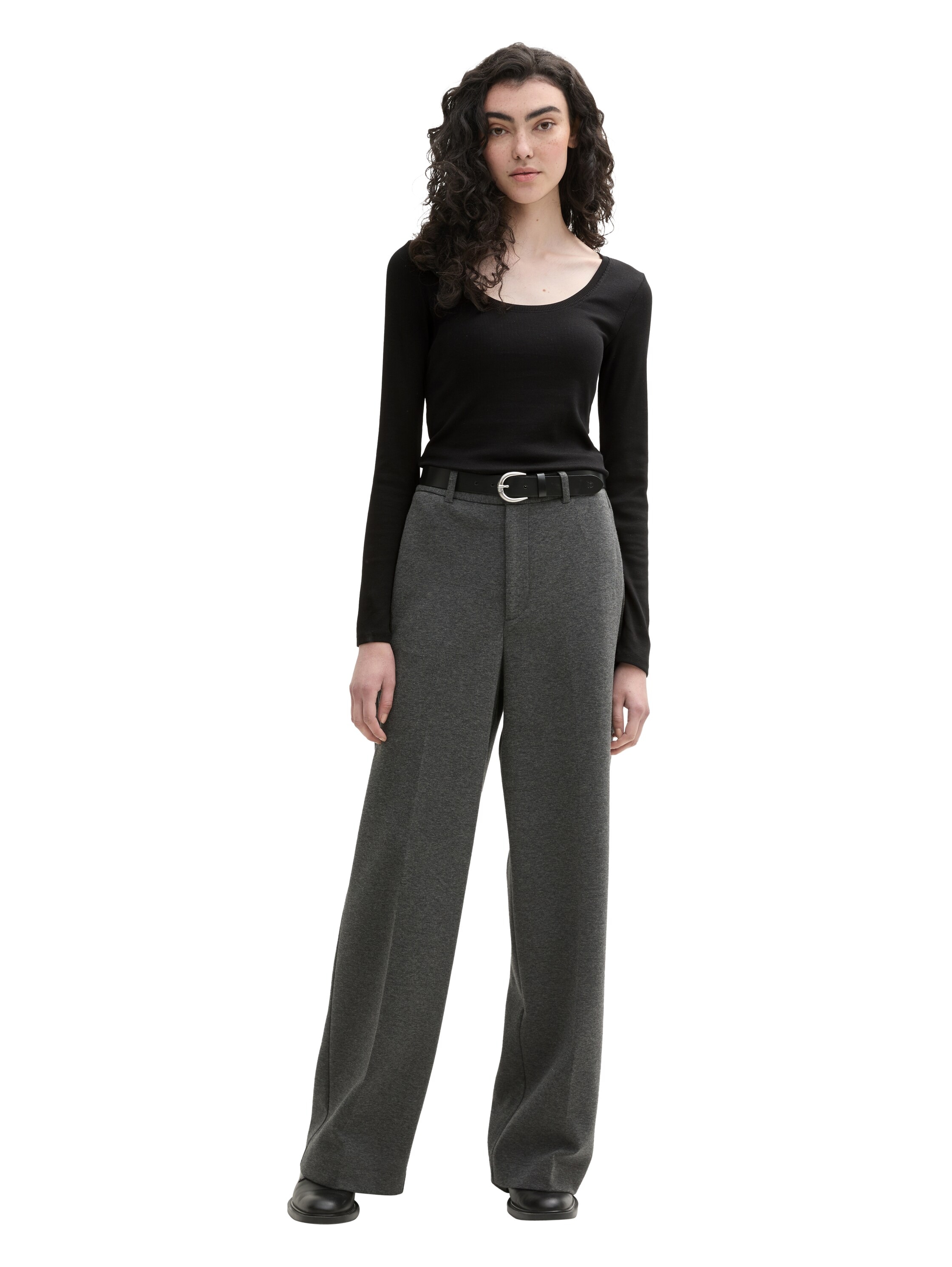 TOM TAILOR Denim Rundhalsshirt, gerippt und mit Stretch