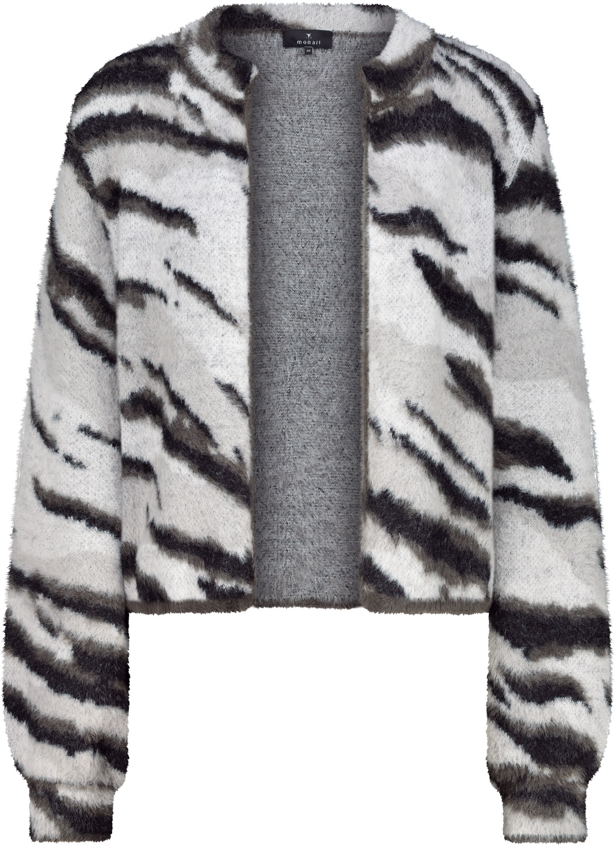 Monari Strickjacke »Jacke Strick Tiger allover«, Mit Rundhalsausschnitt