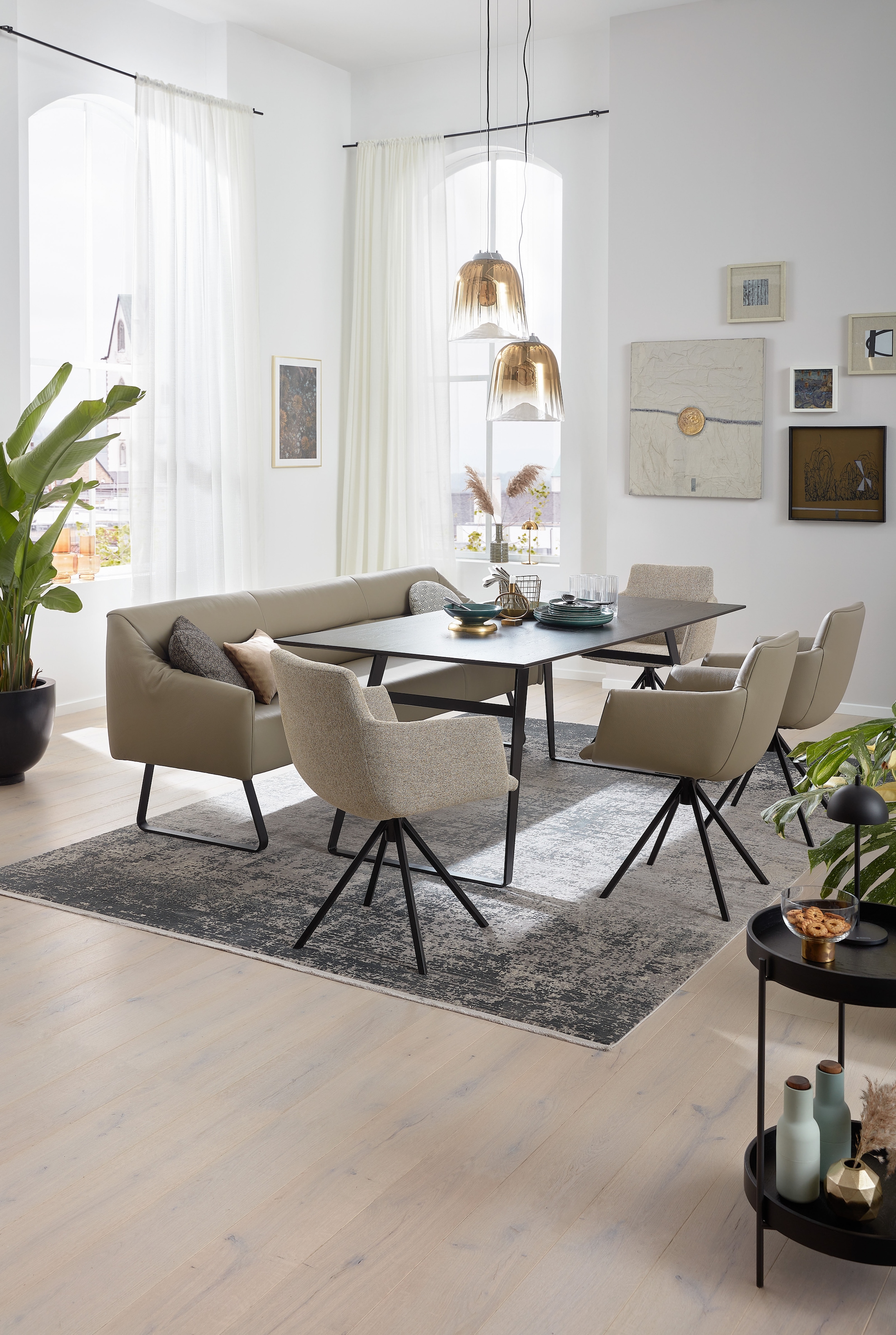 Musterring Esstisch »JustB! SP100« Massivholzplatte in Eiche schwarz, Bügelgestell schwarz, drei Größen