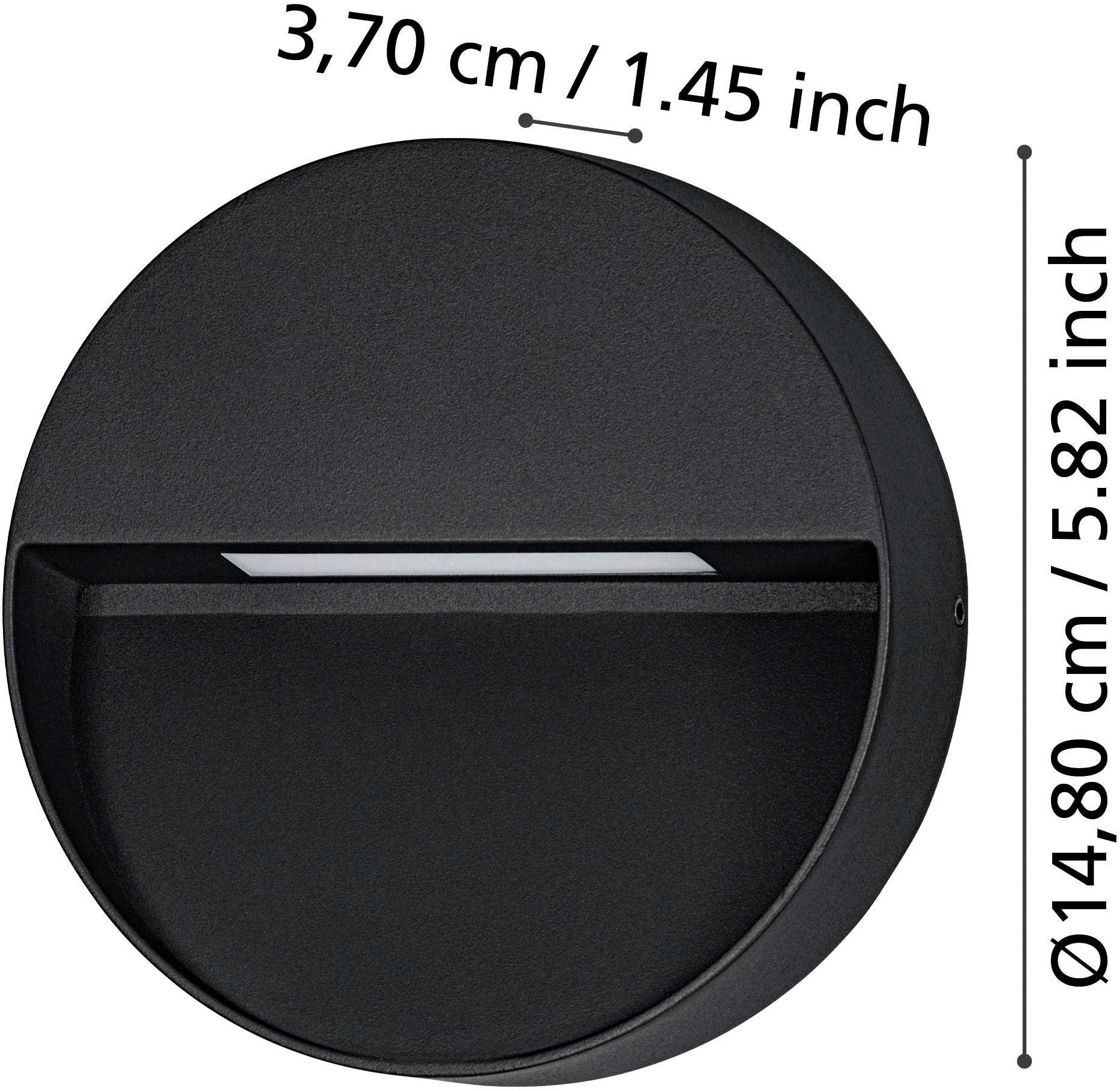 EGLO Wandleuchte »Maruggio Wandlampe, Außenbeleuchtung, runde Außenleuchte, IP65, Lampe« LED-Modul 1 Stk. Kaltweiß | Neutralweiß | Warmweiß Wand-/Deckenleuchte - Ø15 x AL3,5 cm - schwarz - 1X4,8W inkl.