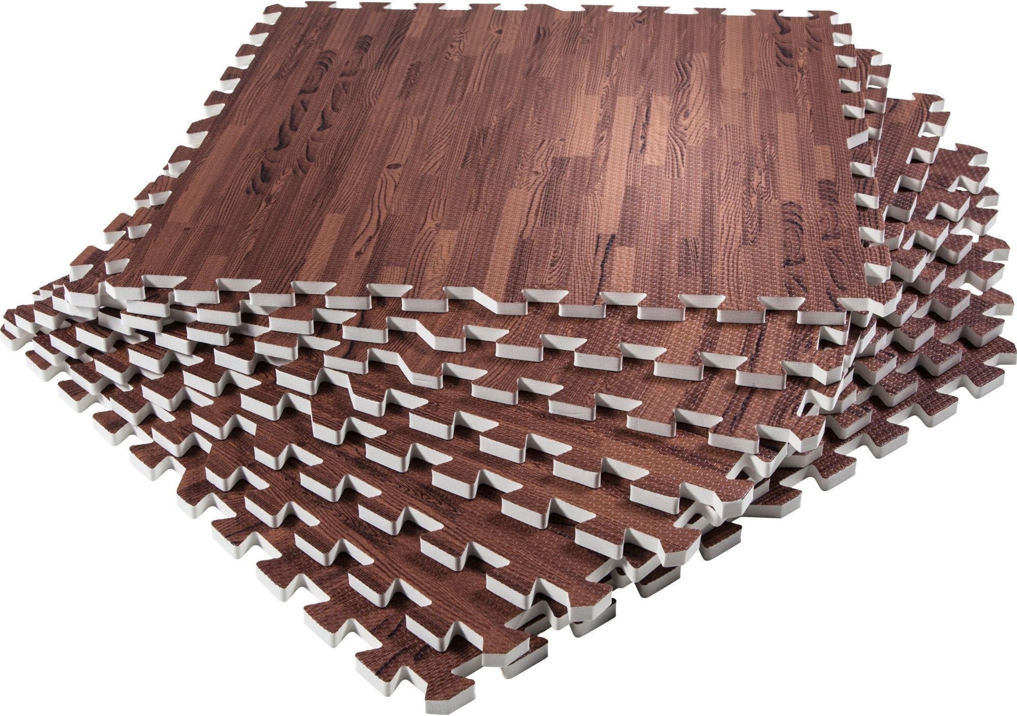 GORILLA SPORTS Bodenschutzmatte »Schutzmattenset mit acht Teilen Holzoptik Dunkel«, (Set, 8 St.)
