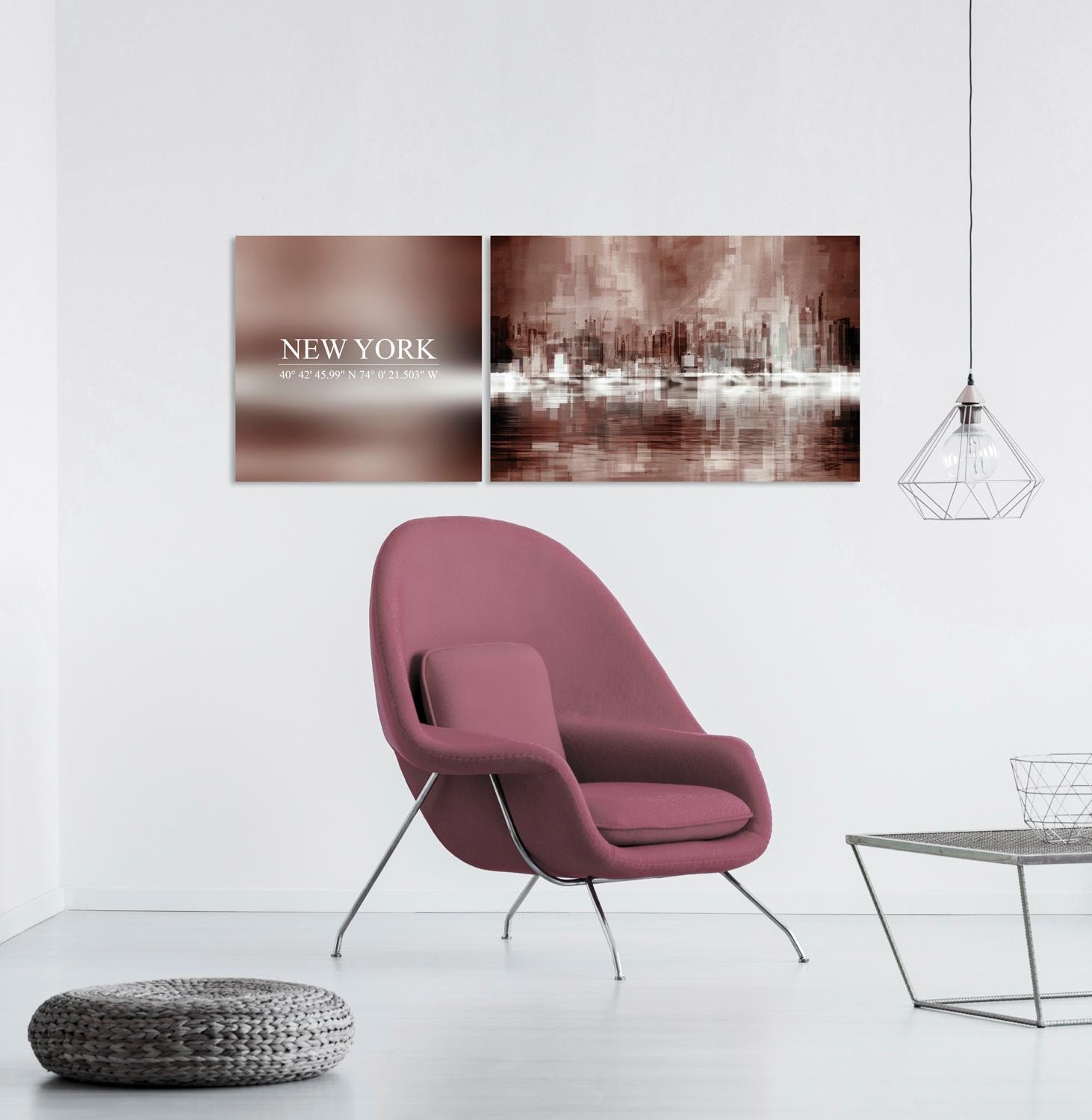 queence Leinwandbild »New York«, Abstrakte-Kunst-Modern-Spa-Spa Bilder-Sprüche-Sprüche & Texte-Schriftzug-Schriftzüge-New York, (Set), Premium-Leinwandstoff, Handarbeit aus Deutschland, Spruch, 2er Set