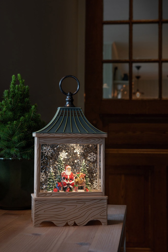 KONSTSMIDE LED Laterne »Wasserlaterne Santa und Baum, Weihnachtsdeko«, naturfarben, wassergefüllt, 5h Timer, 1 warm weiße Diode