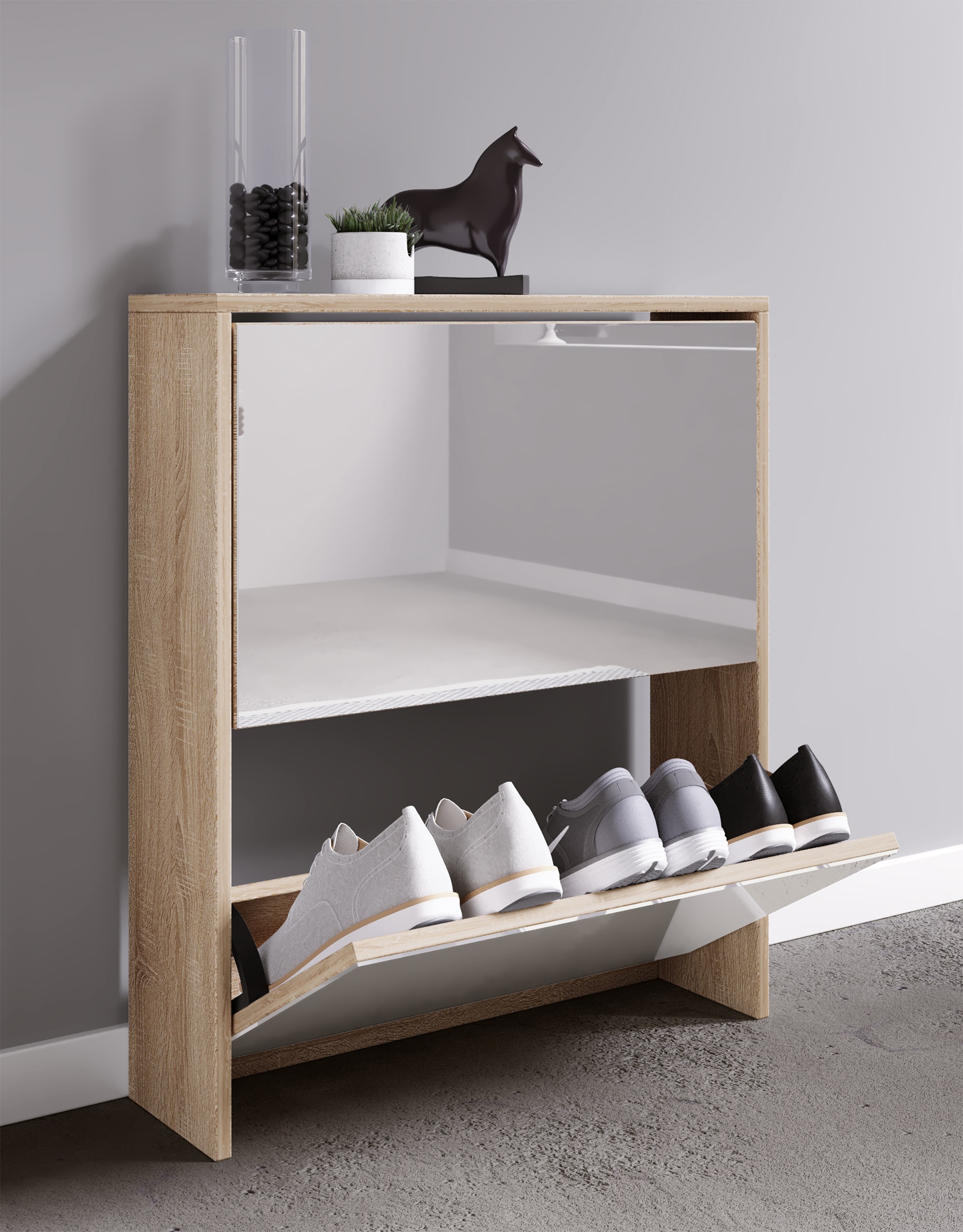 VCM Schuhschrank »Holz Schuhschrank Schuhkipper Spiegel Stido L«